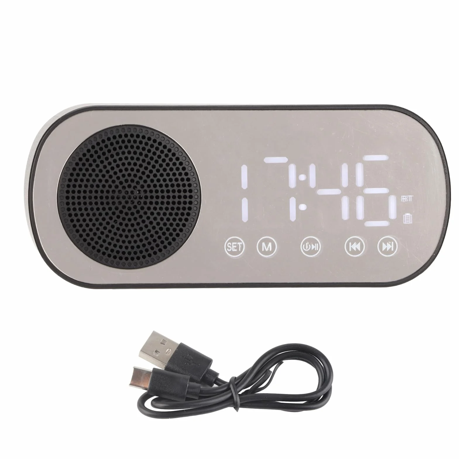 Budzik Radiowy, Ustawienie Podwójnego Budzika, Przenośne, Dostrojone Cyfrowe Radio FM, z Głośnikiem Muzycznym Bluetooth, Duży Ekran LED, Wiadomości, Prognozy Pogody