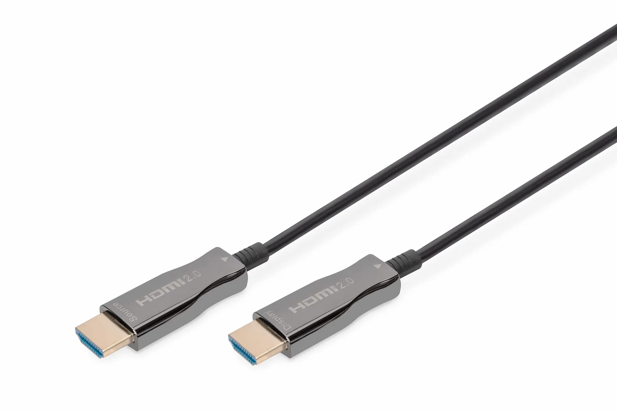 DIGITUS HDMI AOC Hybrydowy kabel światłowodowy - HDMI 2.0b - 4K/60Hz - UHD - Kanał Ethernet - HDR ARC HDCP 2.2 - Pozłacane styki - 20m - Czarny