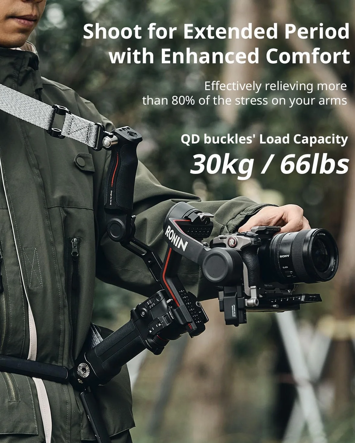 Pasek na ramię SMALLRIG RS3 RS2 redukujący wagę, kompatybilny z uchwytem do zawieszenia dla DJI, pasem gimbalowym z klamrami QD Quick Release dla DJI RS4 / RS 4Pro / RS 3 / RS 3 Pro/RS 2-4118 | DJI RS 5, RS4 Pro, RS4, RS3 Pro, RS3, RS2