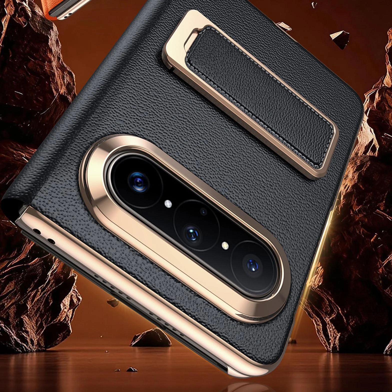 Etui z klapką do Huawei Pura X Max, etui z prawdziwej skóry z okienkiem, stojakiem, etui ochronne, niebieskie, Pura X Max