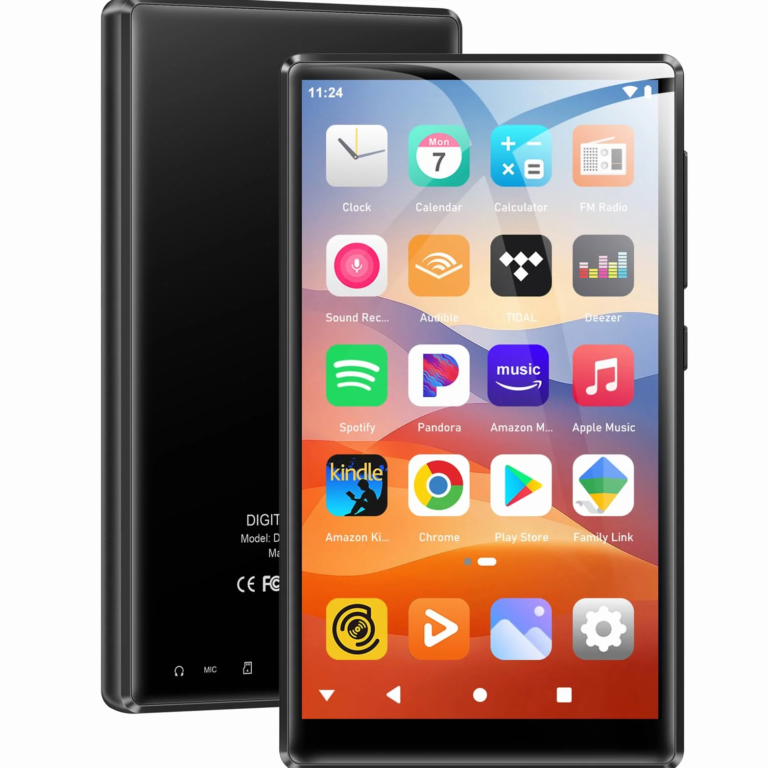 SWOFY Odtwarzacz MP3 z ekranem dotykowym 96 GB, 5 cali, Bluetooth 5.0, 2500 mAh, dwuzakresowa sieć Wi-Fi, Android 13.0, dźwięk HI-FI, wstępnie zainstalowany Spotify & Amazon Music E-book Reader