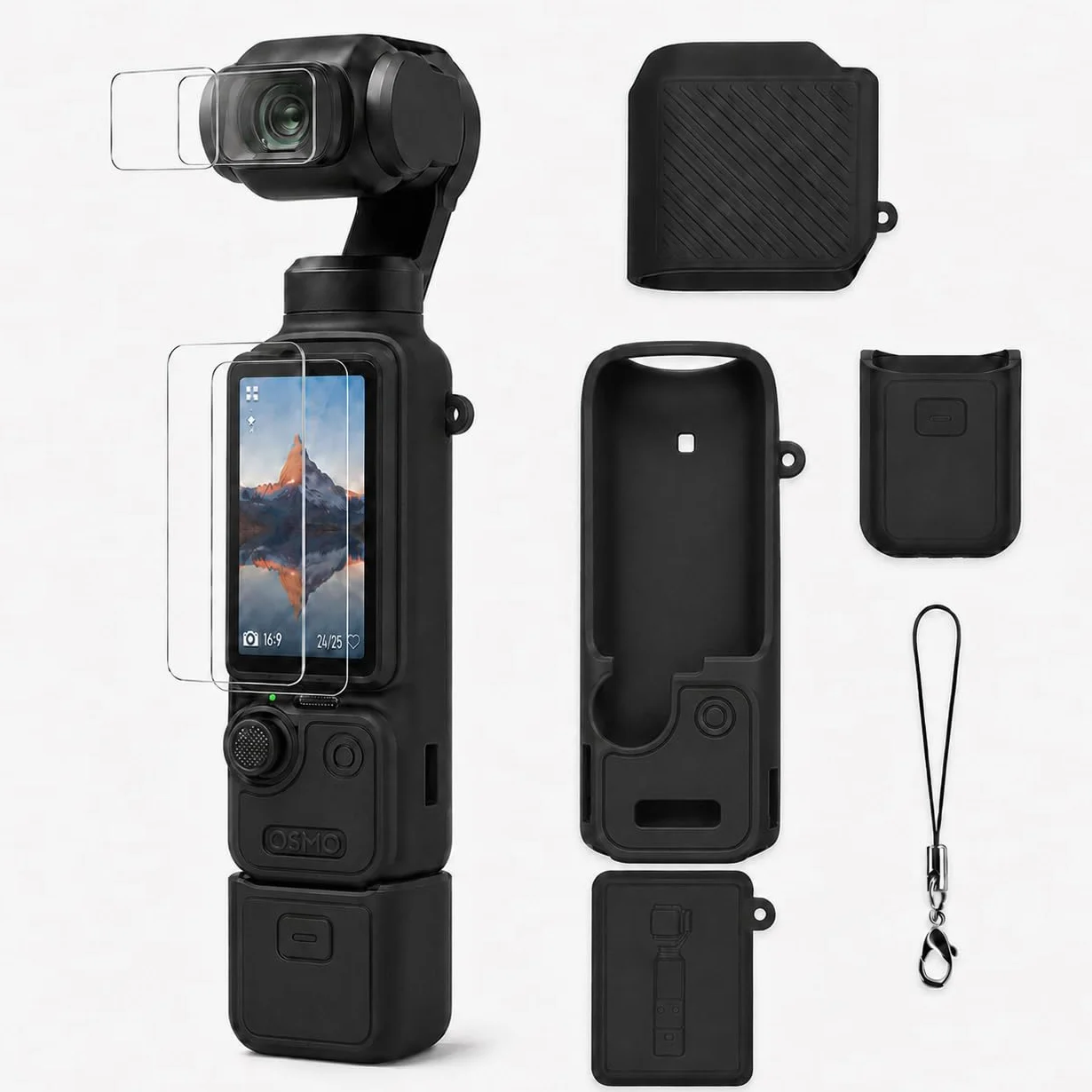 Silikonowe etui ochronne do DJI Osmo Pocket 4, 2 sztuki, miękkie silikonowe etui, odporne na uderzenia, antypoślizgowe i odporne na zarysowania, kompleksowa ochrona ekranu i soczewki