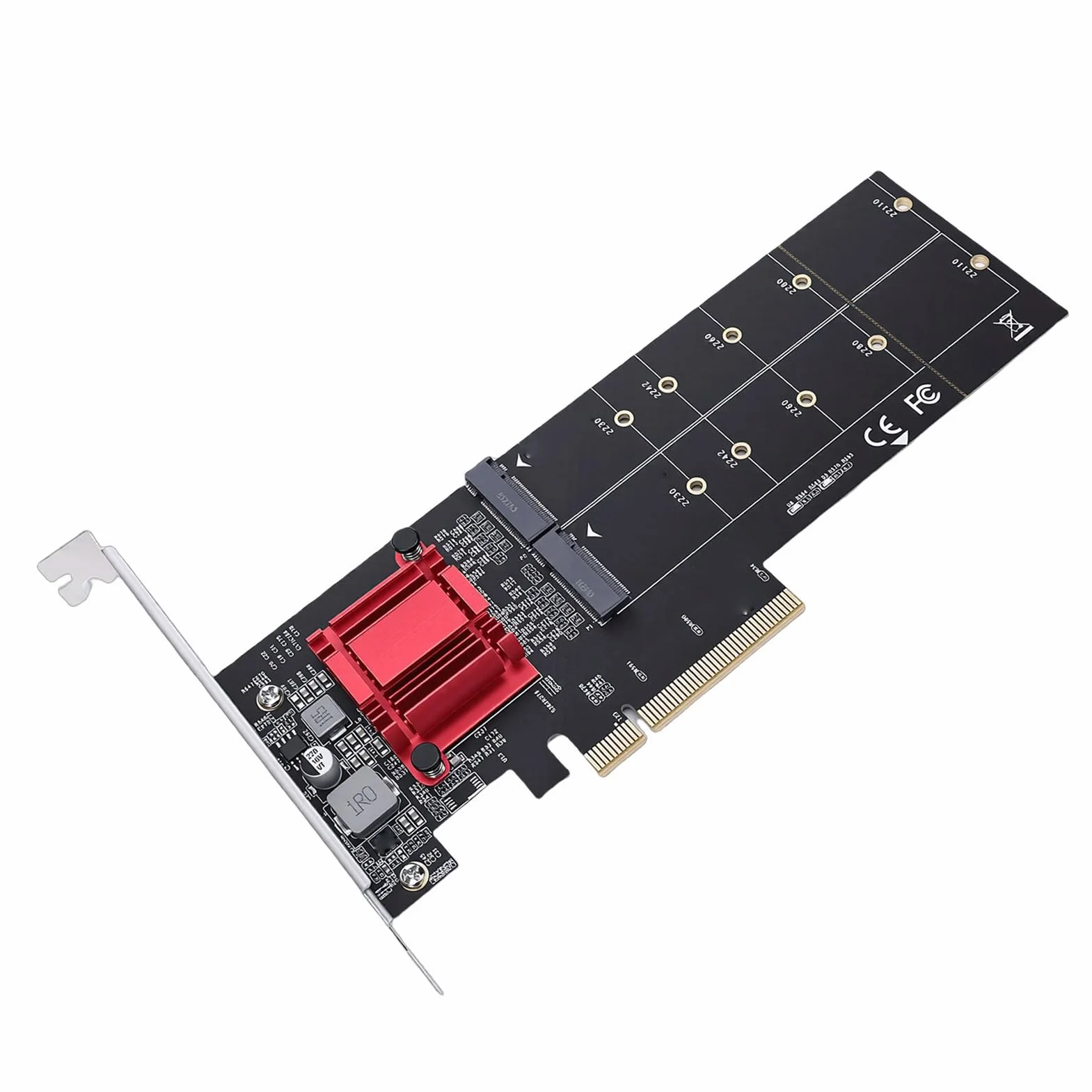 AMONIDA Podwójny Adapter NVMe PCIe, 2-portowy Dysk SSD M.2 NVMe na kartę rozszerzeń PCIe, Adapter Chipsetu ASM1812, Idealny do Obsługi Płyt Głównych Komputerów Stacjonarnych 2230, 2242, 2260, 2280,