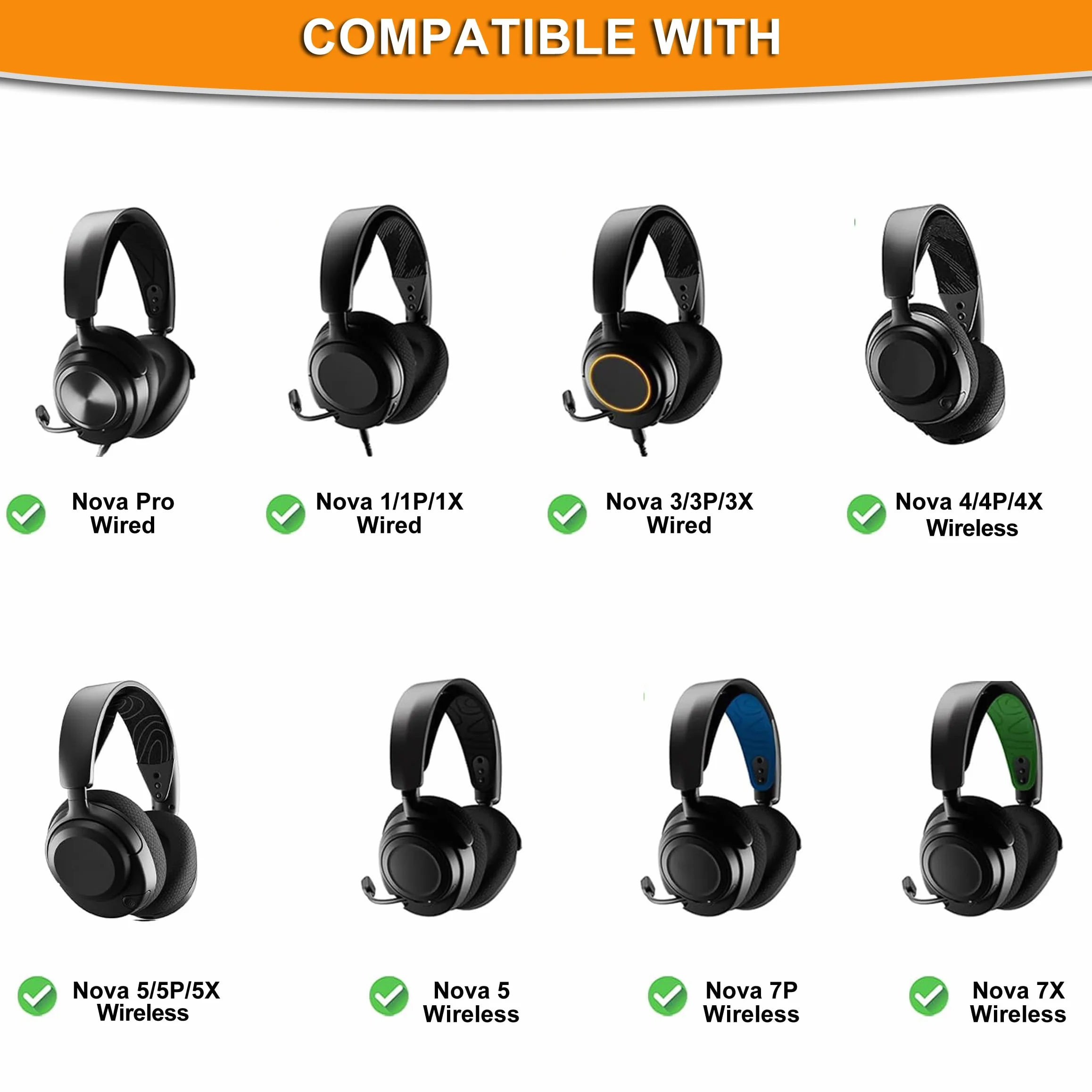 Defean Przewodowe Nauszniki Kompatybilne z SteelSeries Arctis Nova Pro Wired, Nova 7, 3, 1, Extra Bass Noise Cancelling, Białe