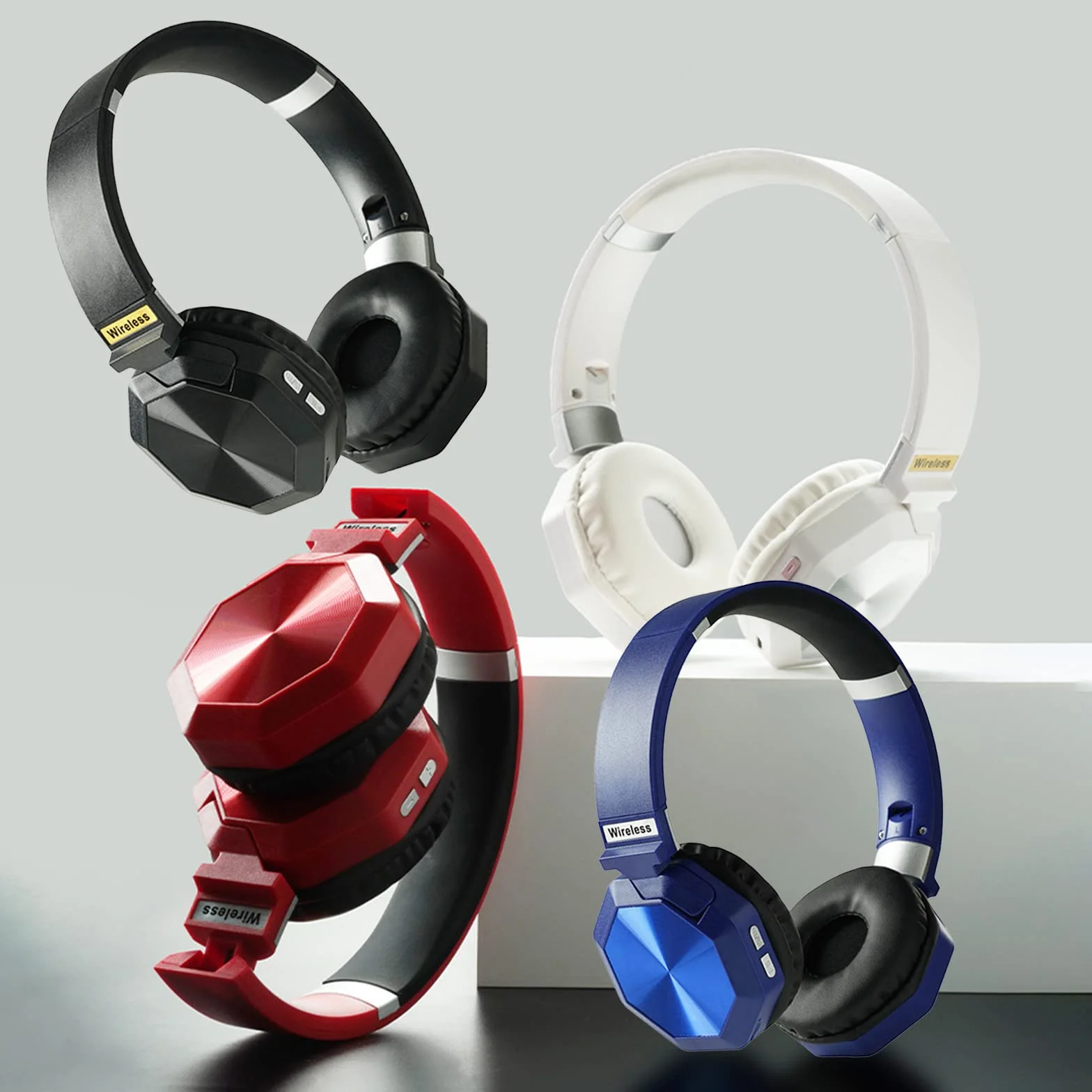 Słuchawki stereofoniczne nauszne, bezprzewodowe zestawy słuchawkowe Bluetooth, składane zestawy słuchawkowe bezprzewodowe i przewodowe z miękkimi nausznikami z białkami pamięci, do telefonów komórkowy