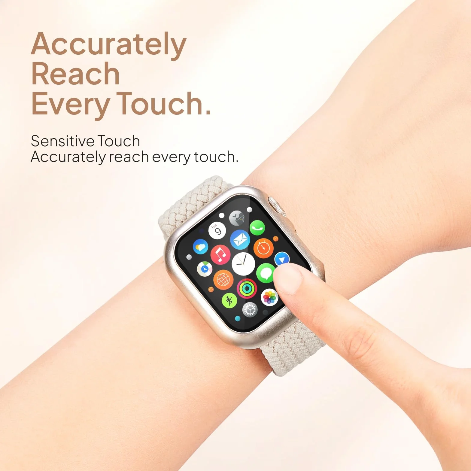 Pleciony pasek 3 w 1 do Apple Watch 40-46 mm z etui i szkłem hartowanym 9H iWatch SE 10-4