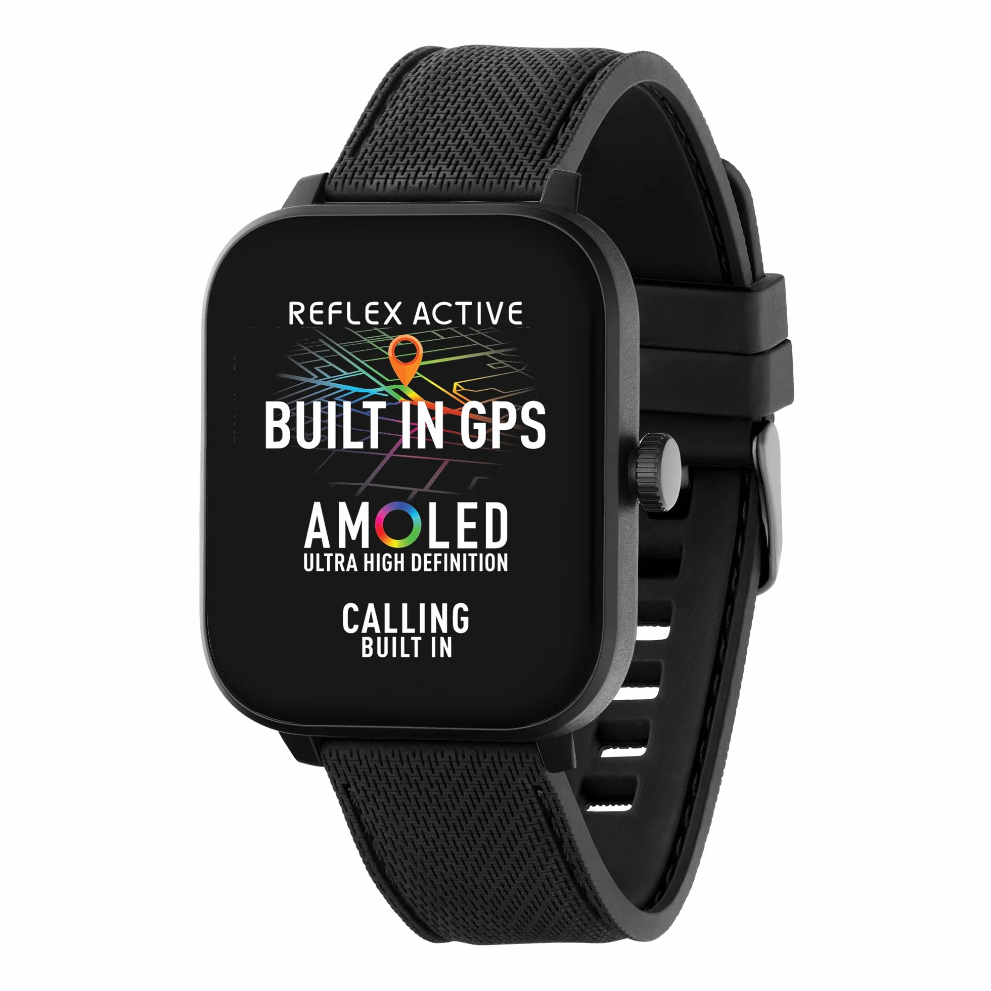 Reflex Active Inteligentny zegarek Amoled Series 44 dla mężczyzn i kobiet z wbudowanym GPS, wodoodpornością IP68, trybami sportowymi, licznikiem kroków, monitorem snu, podwójnym wyświetlaczem czasu i