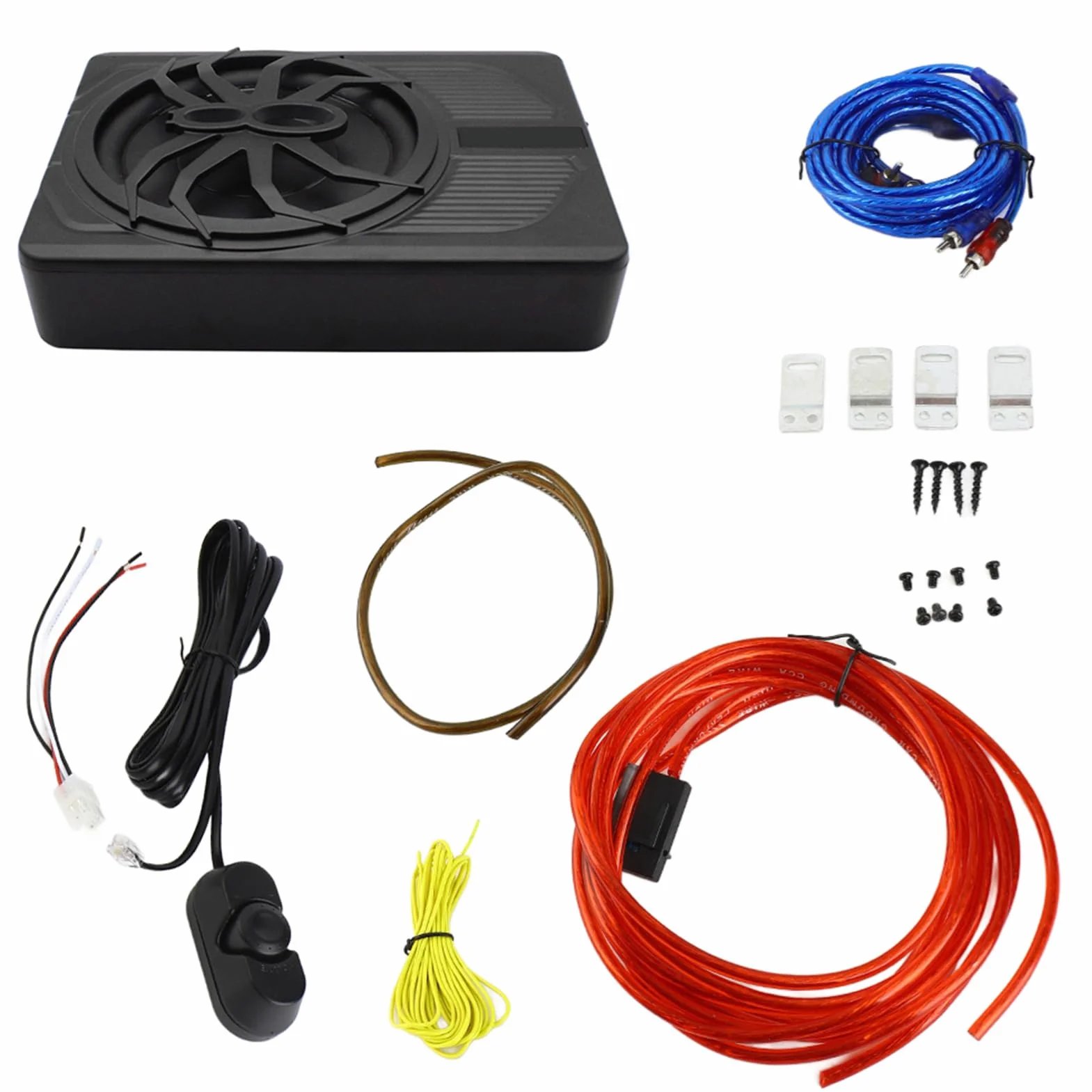 Akozon Subwoofer samochodowy o dużej mocy, 800 W, aktywny subwoofer, wbudowany wzmacniacz z regulatorem głośności, niebieskie światło LED do samochodów ciężarowych, SUV-ów, kamperów, 25 cm