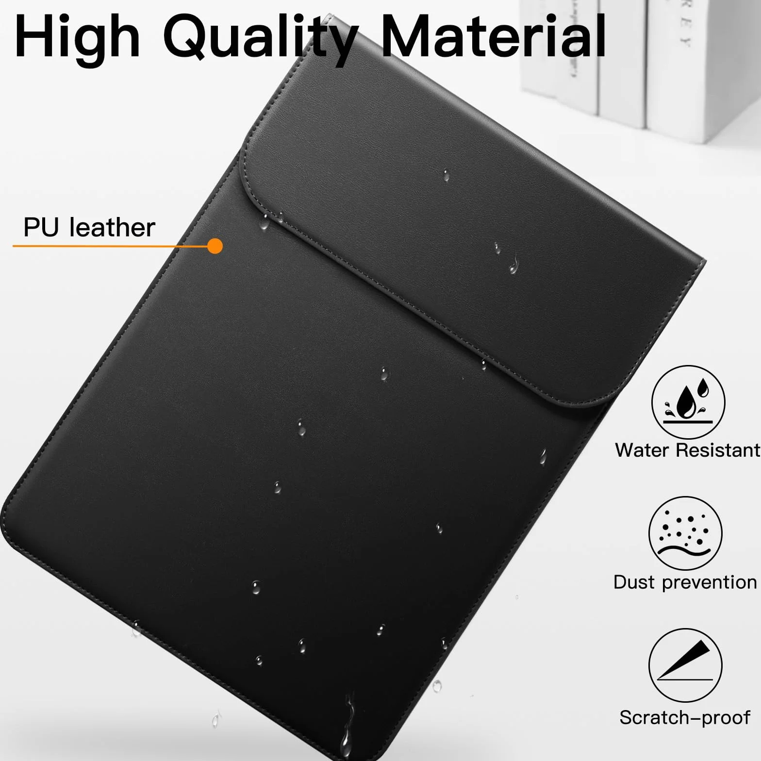 JETech Szczupły Pokrowiec na Laptopa dla MacBook Neo (A18 Pro), MacBook Air 13 Cala (M2/M3/M4/M5) 2022-2026, MacBook Pro 13 Cala (M1/M2) 2016-2022, PU Skórzany Etui (Czarny)