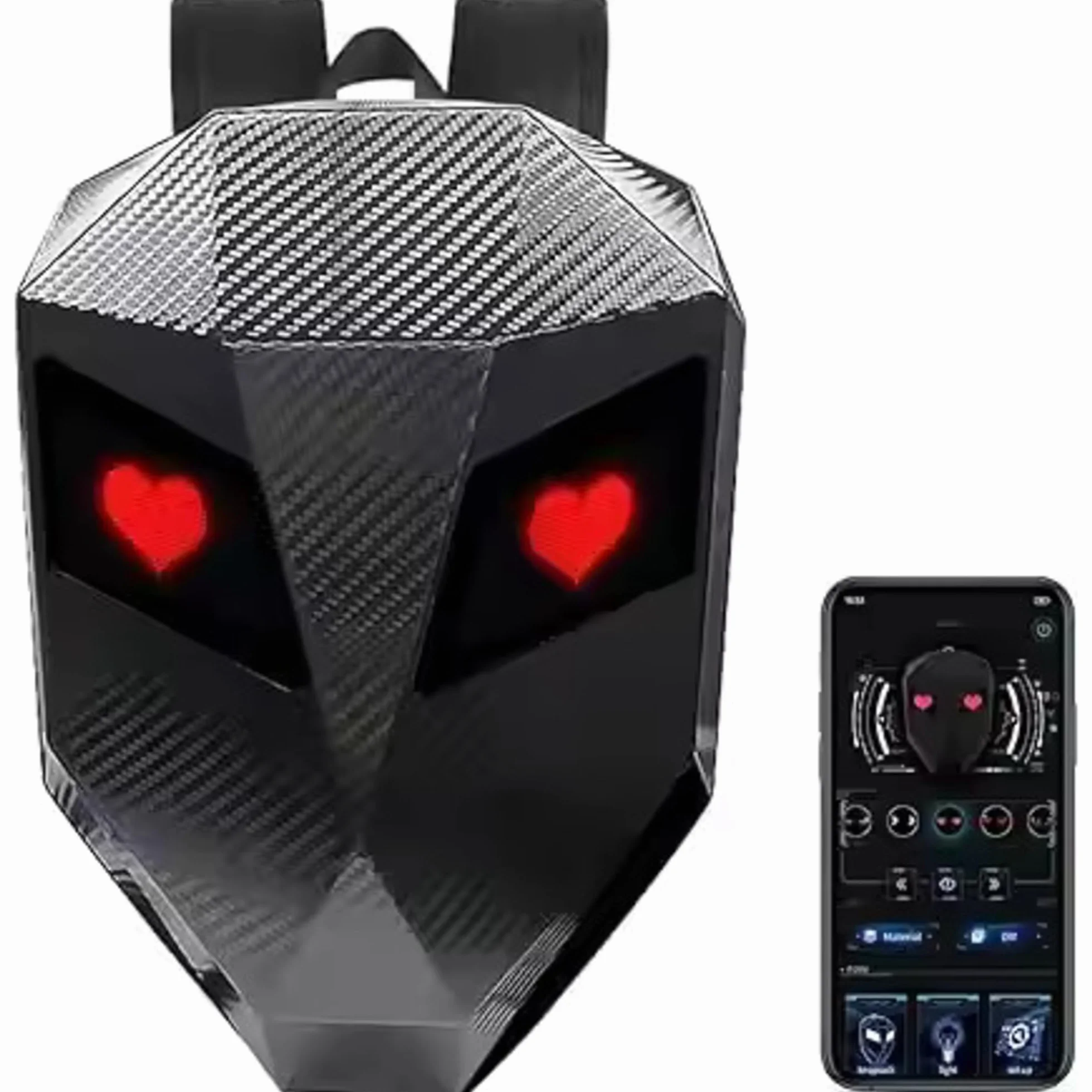 Carbon & King Plecak LED na motocykl lub skuter elektryczny, programowalny ekran LED, wodoodporna, twarda obudowa do laptopa (węglowy)