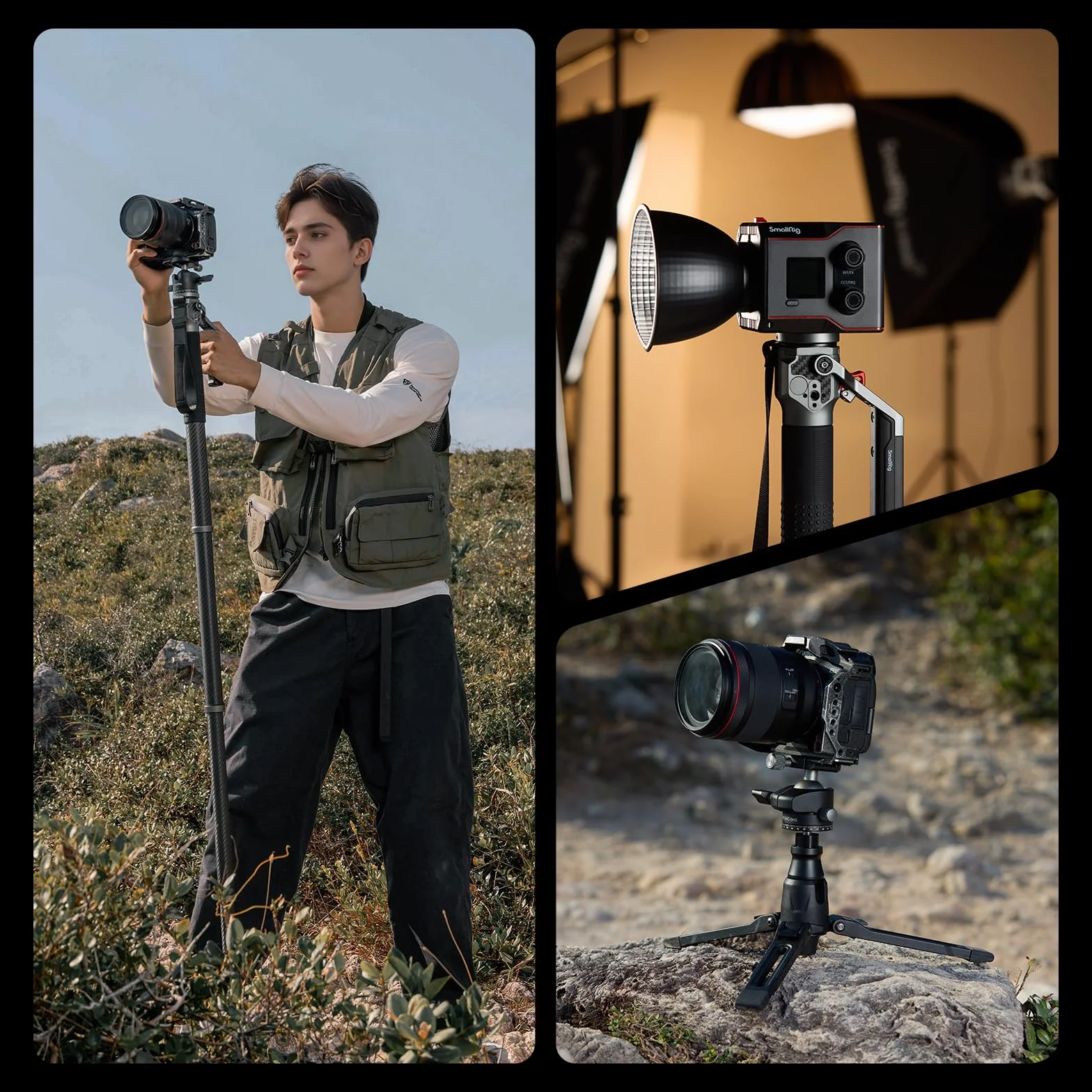 SMALLRIG Monopod z włókna węglowego o długości 166,5 cm / 65,6 cala do aparatu fotograficznego, kompaktowy monopod o wymiarach 68 cm / 26,8 cala, wadze 1,72 kg / 3,8 funta, Max 5 kg - 5564