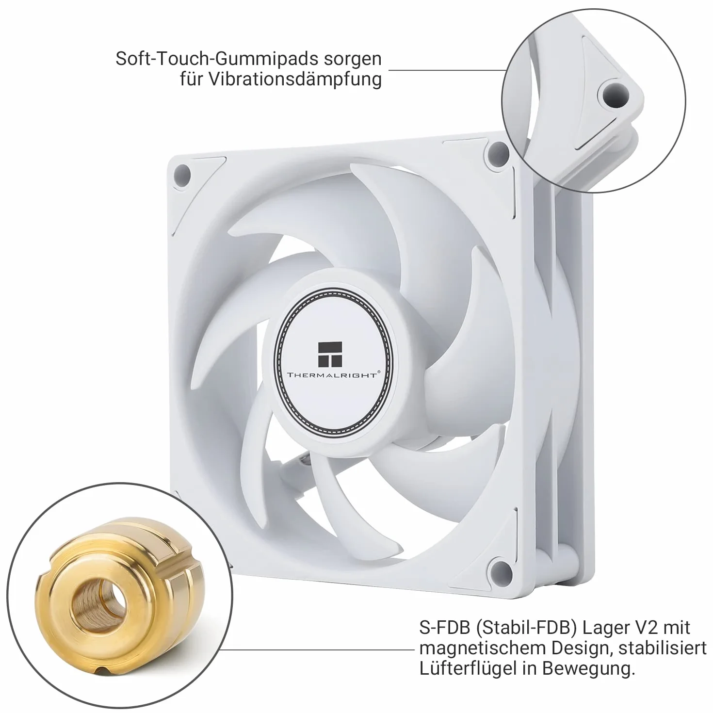 Thermalright TL-B8W CPU wentylator komputerowy, cichy, 4-pinowy PWM, cichy wentylator chłodzący, 80 mm, prędkość 2200 obr./min, 80 x 80 x 25 mm (biały)