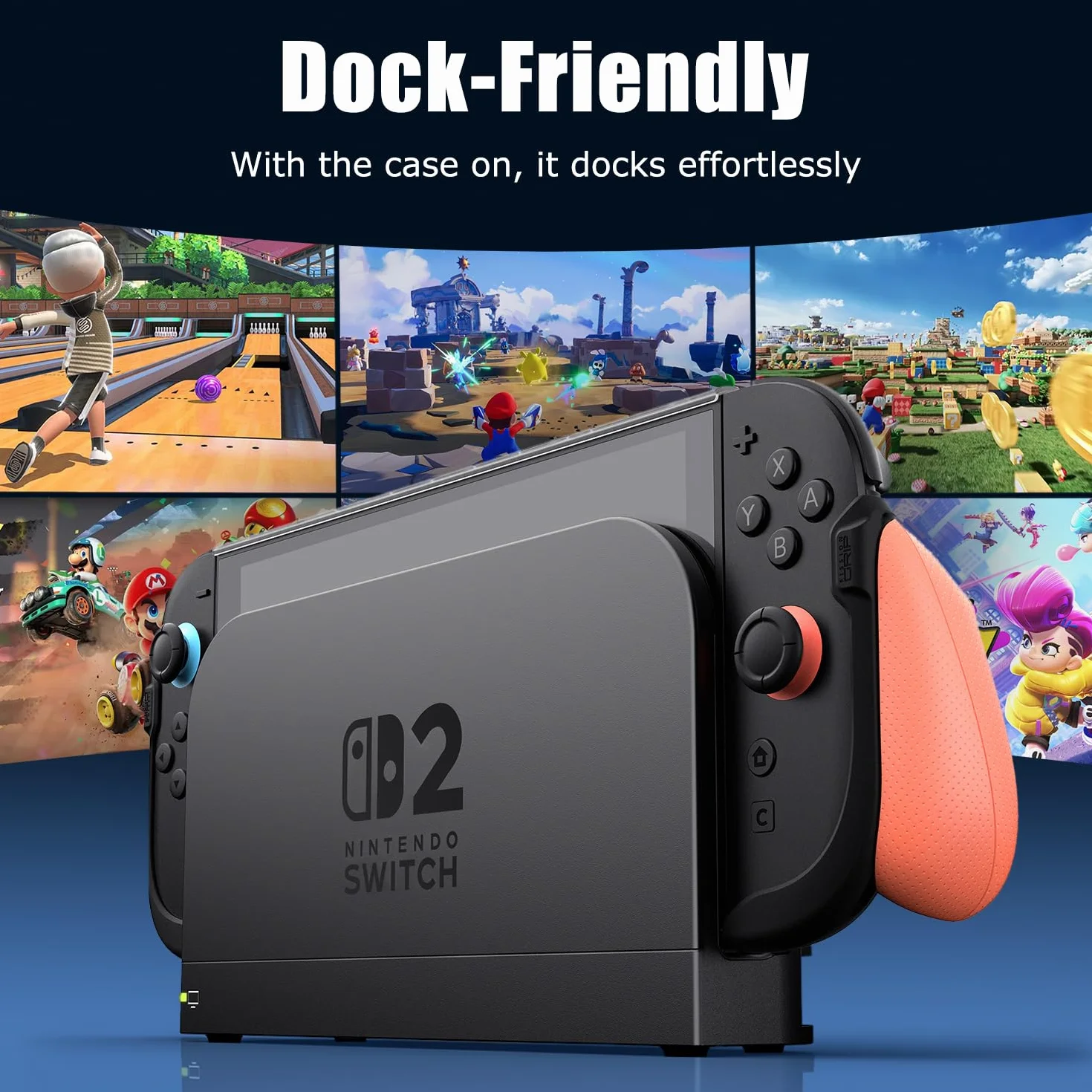 Savage Raven by Skull & Co. FissionGrip Bundle do Nintendo Switch 2: Rewolucyjne etui ochronne z wymiennymi uchwytami [do dopasowania do wszystkich rozmiarów rąk] [z etui Carrying]- Neon Blue(L)+