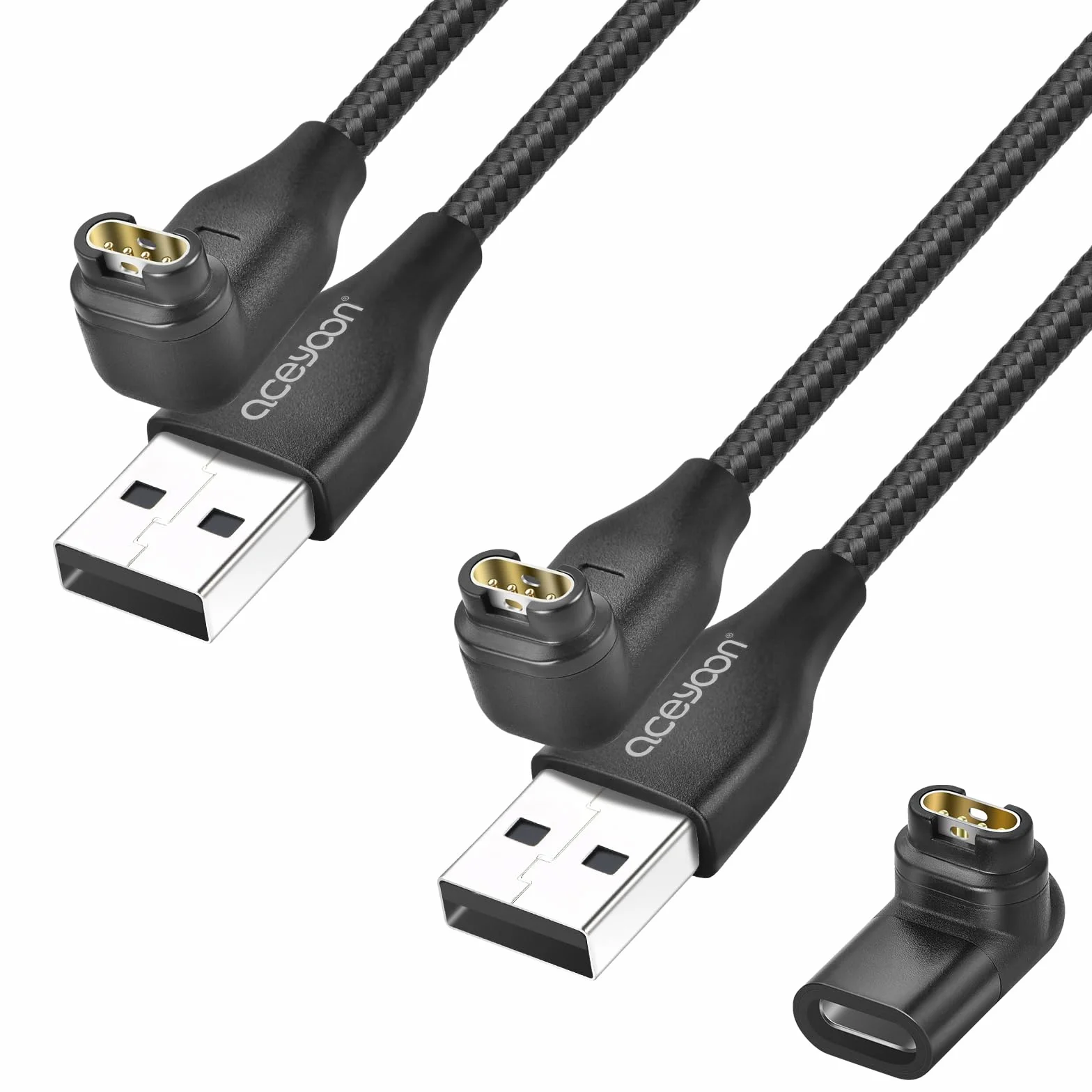 Kabel do ładowania Garmin Fenix 7 6 5 4 3, USB A do ForeAthlete 245 745 935 945, Approach S10 S12 S60 S62, 2 szt. + adapter