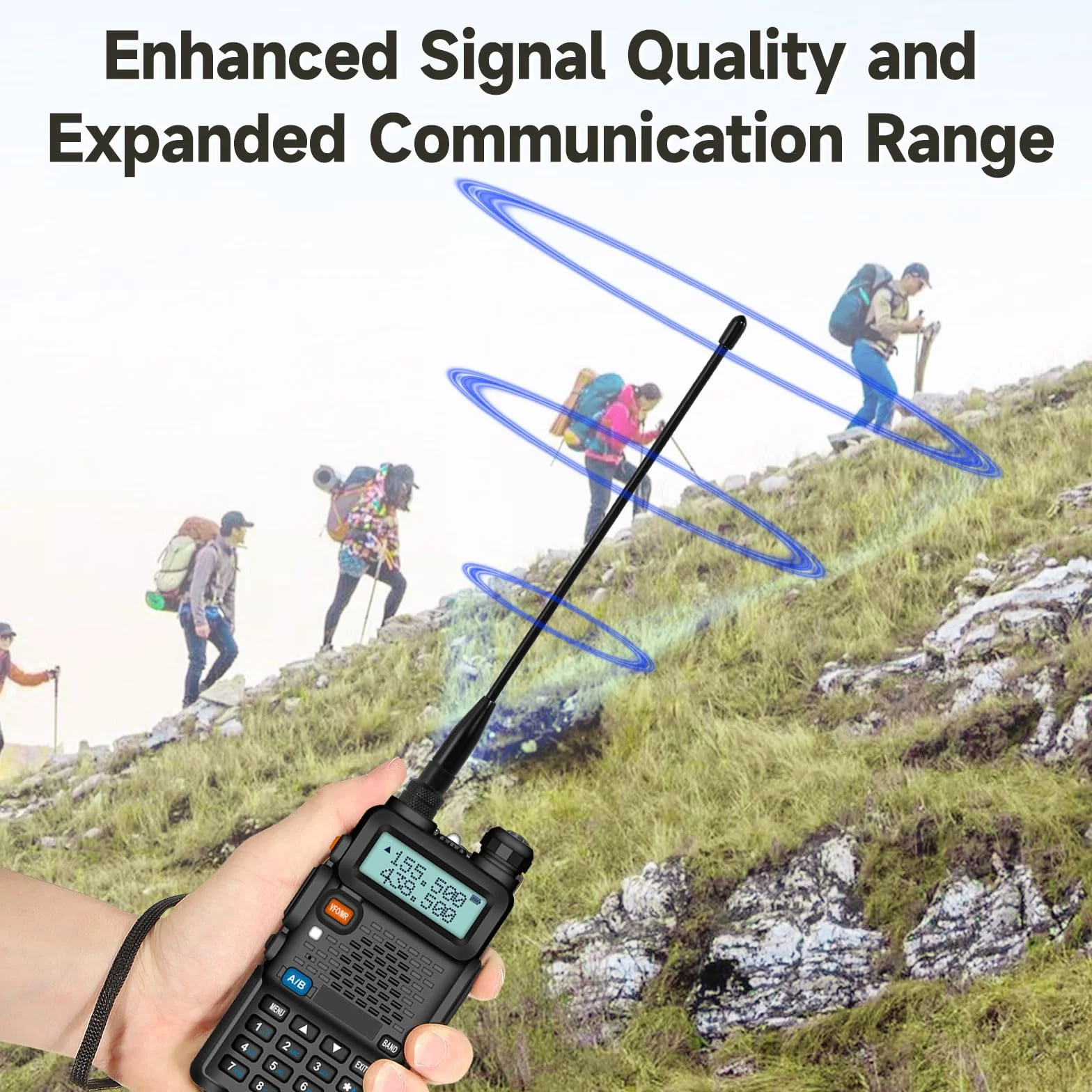 Superbat Antena wysokiego zysku 2,15 dBi VHF/UHF136-174MHz/400-470 MHz miękka antena dwuzakresowa złącze SMA kompatybilna z UV5R, UV5RA, UV-5RB, 5RC itp