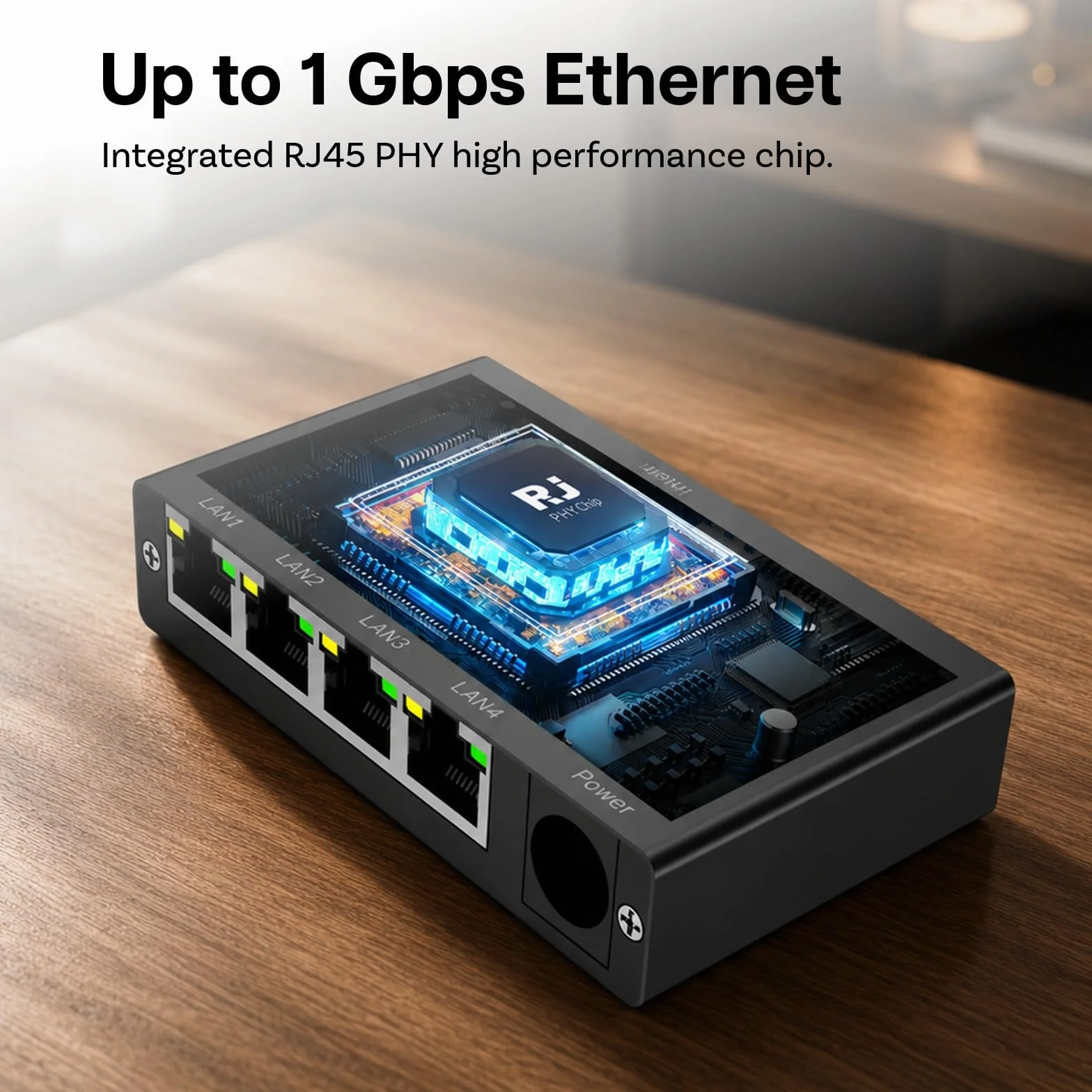 4-Portowy Gigabit Adapter Ethernet kompatybilny ze Starlink Mini i Gen 3 od MMOBIEL – Przełącznik Ethernet RJ45, Rozdzielacz Ethernet 1000Mbps z Kablem 0.5m – Do Kampera, Łodzi, Home Office i Gaming