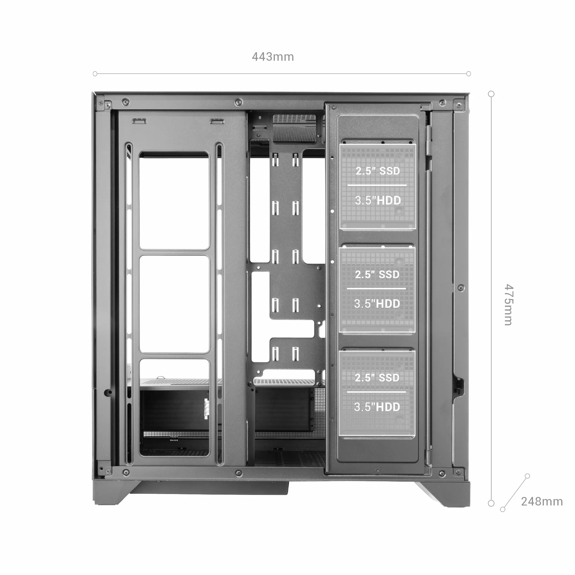 Mars Gaming MC-LCDX, Obudowa Gamingowa ATX, Zintegrowany Ekran IPS 9.16" i Złącze HDMI, Ciągłe Hartowane Szkło, Dolny Panel Full Mesh, Podwójna Komora, Wsparcie Chłodzenia Wodnego do 360mm, Biała