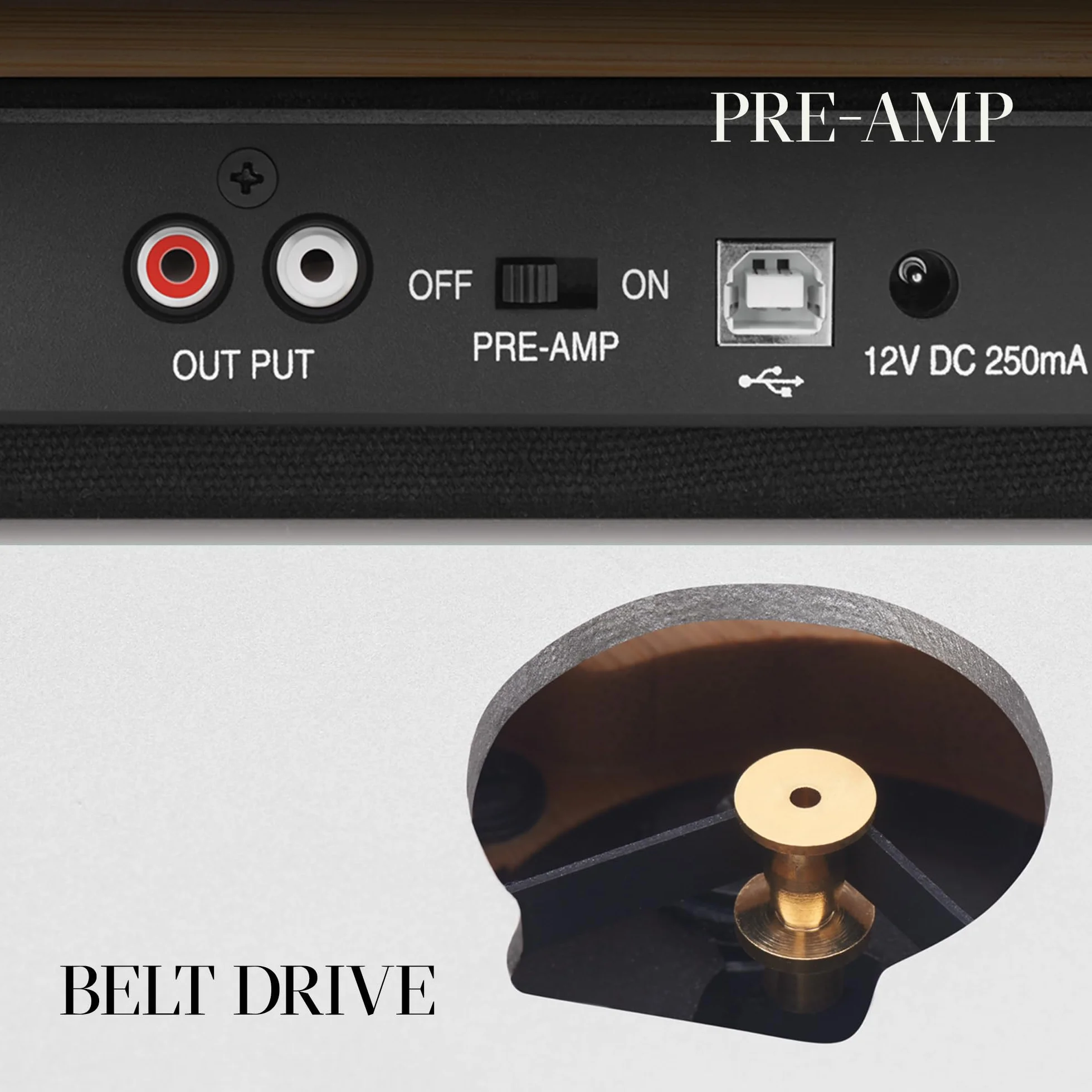House of Marley Stir It Up Bezprzewodowy Gramofon Bluetooth, Zrównoważony Gramofon Bambusowy, Bambus, Czarny