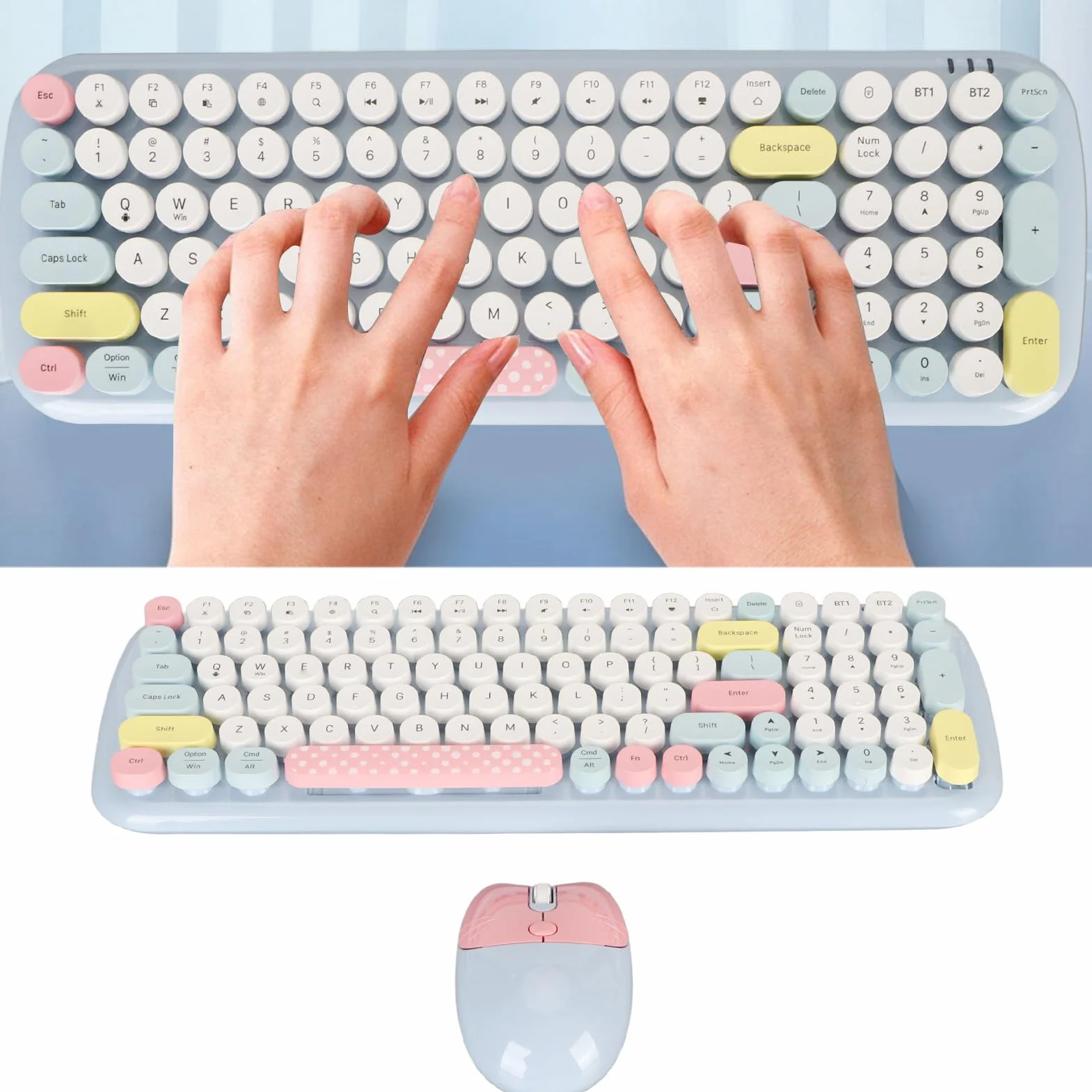 Klawiatura i Mysz Kolorowa Pełnowymiarowa Klawiatura do Pisania Śliczna Mysz Optyczna do Komputera Stacjonarnego z Systemem Laptop, Profesjonalne Akcesoria (Fydunrhastu8ecn-12)