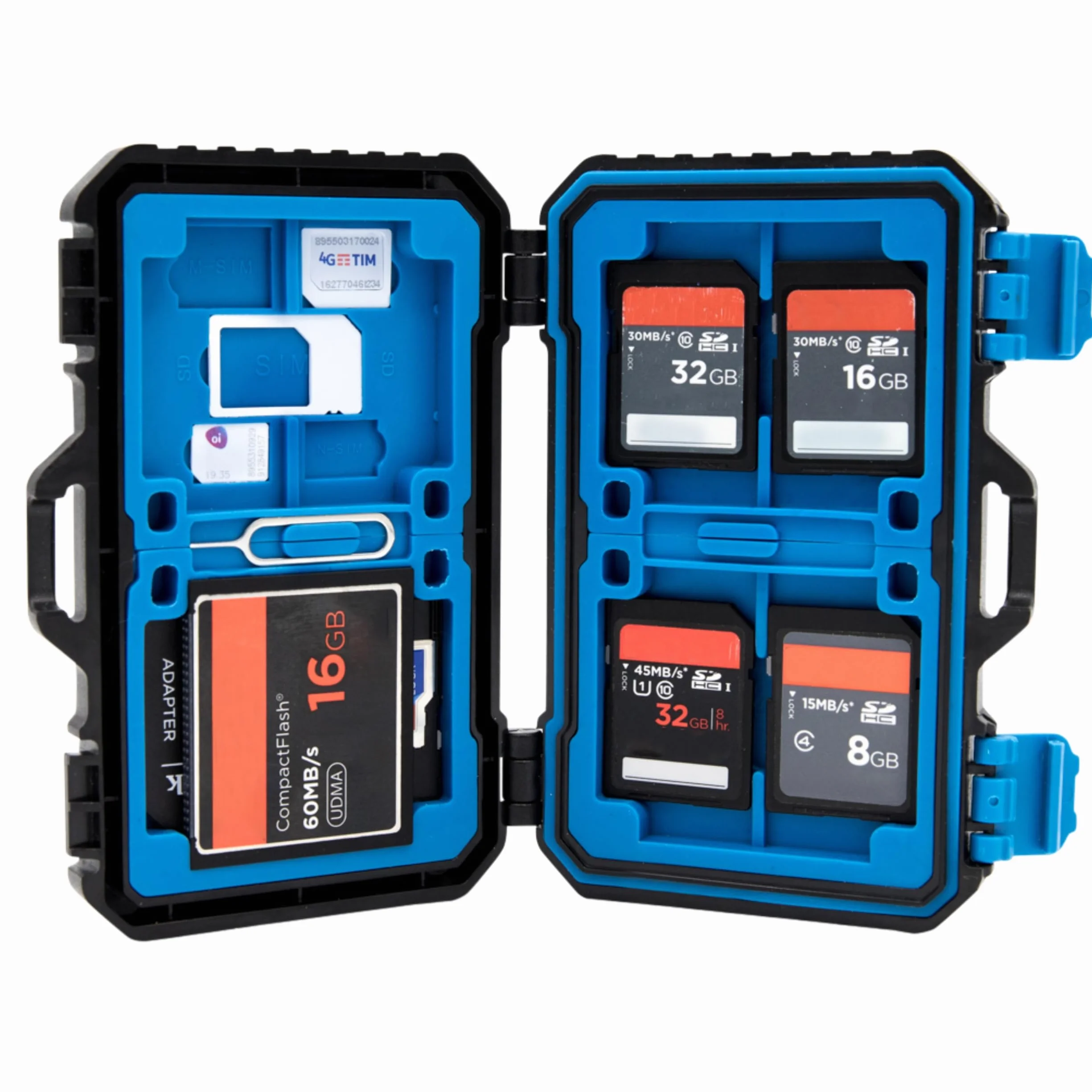 Lens-Aid Etui ochronne na karty pamięci SD, CF, Micro SD, TF, karty SIM, pudełko do przechowywania do 28 kart, odporne na zachlapanie i uderzenia