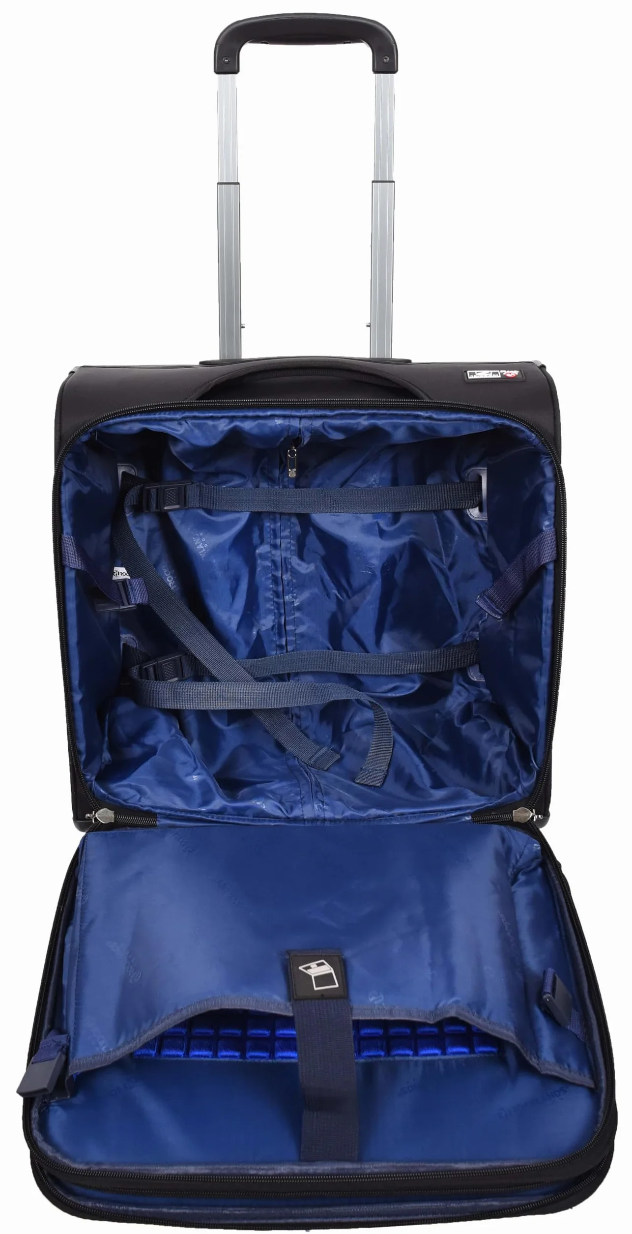 A1 FASHION GOODS 4-kołowe etui na kółkach, wiele przegródek na laptopa, dokumenty, ubrania, torba podróżna służbowa, transfer czarny, Czarny, Carry-on 18", Miękki futerał na kółkach w rozmiarze
