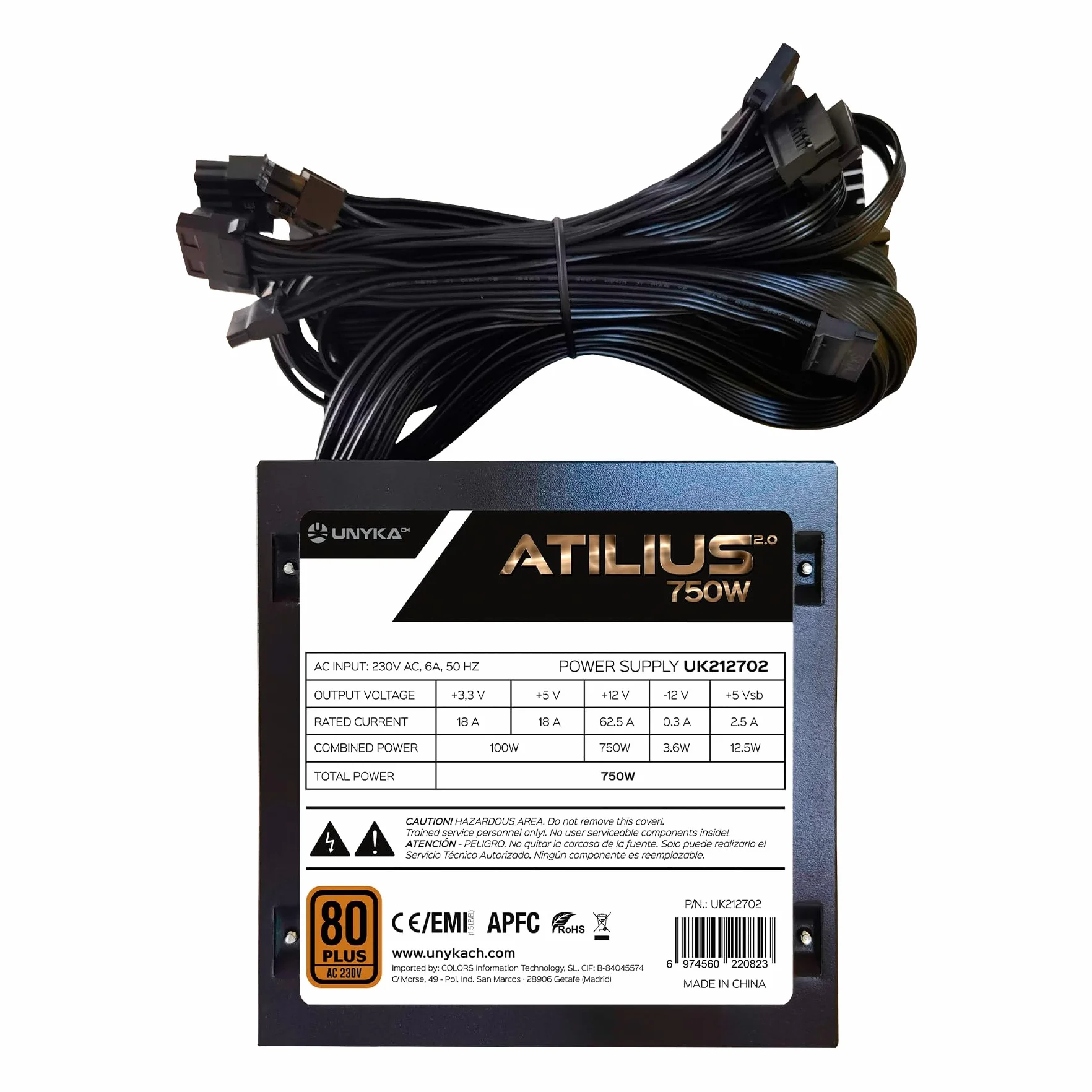Źródło zasilania ATX Black 750W 85% Wydajność