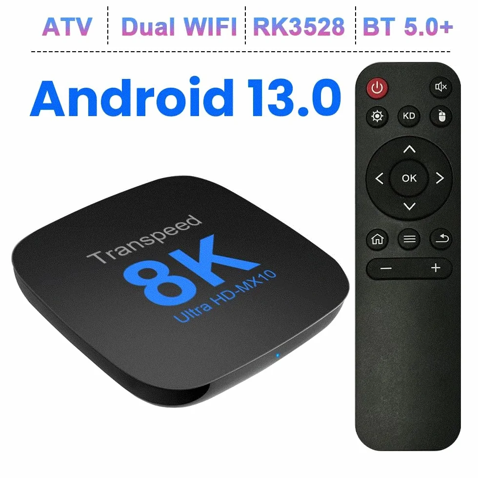 Dual WiFi 12 ATV Android TV Box z aplikacjami telewizyjnymi, wideo 8K, BT5.0+, RK3528, odtwarzacz multimedialny 3D 4K, dekoder (MX10 128g)