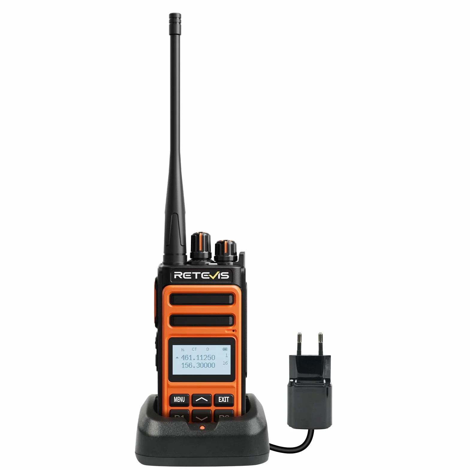Retevis C66B Walkie Talkie, Profesjonalne Radiotelefony Amatorskie Dla Dorosłych, 100 Minut Szybkiego Ładowania, Konfigurowalne Przyciski Boczne, 1500 Mah, do Wędrówek (Pomarańczowe, 1 Opakowanie)