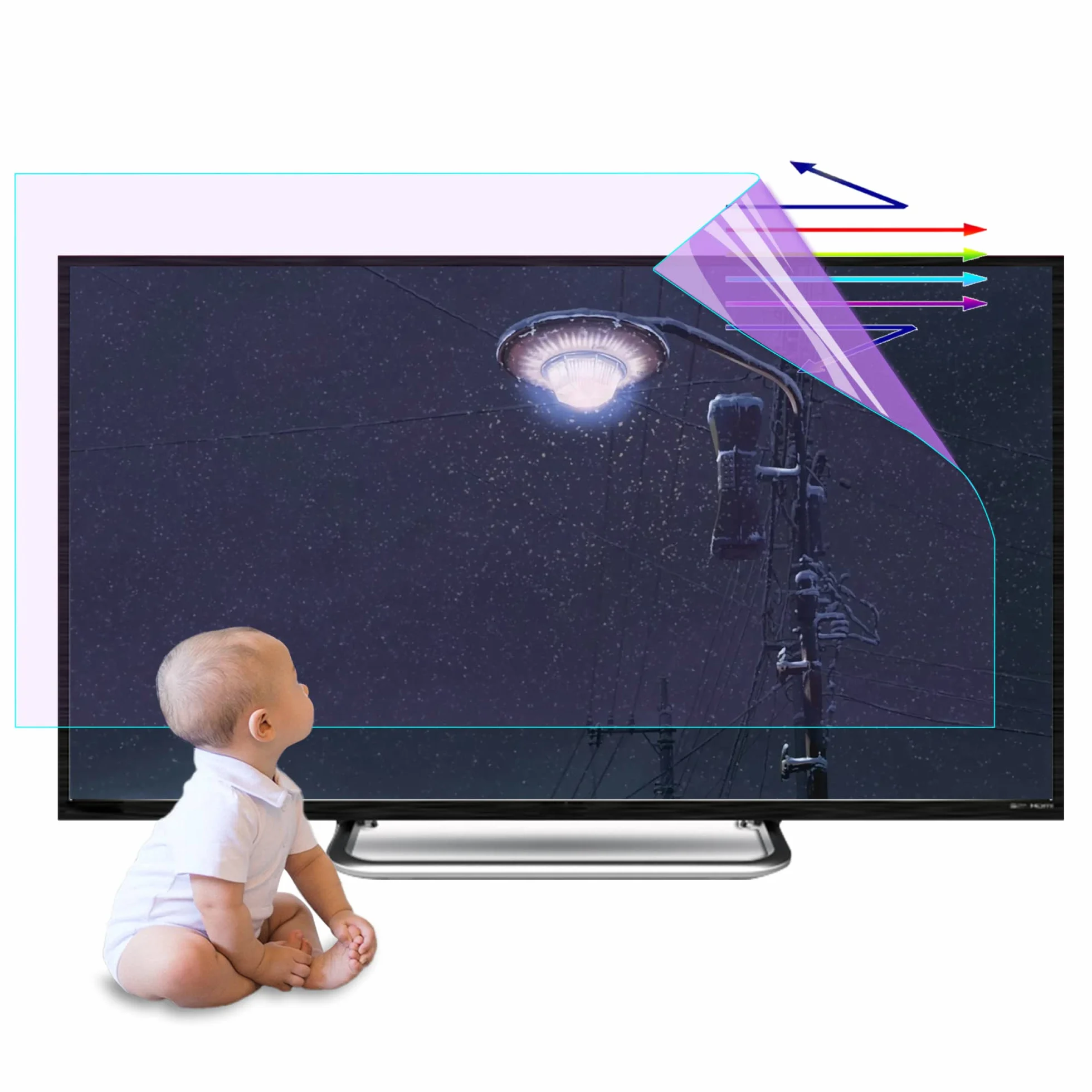 Folia ochronna do ekranu telewizora, Ochraniacz ekranu telewizora z 55-calowego wyświetlacza LCD, matowa, przeciwodblaskowa folia przeciw niebieskiemu światłu(55in 1211x682mm)