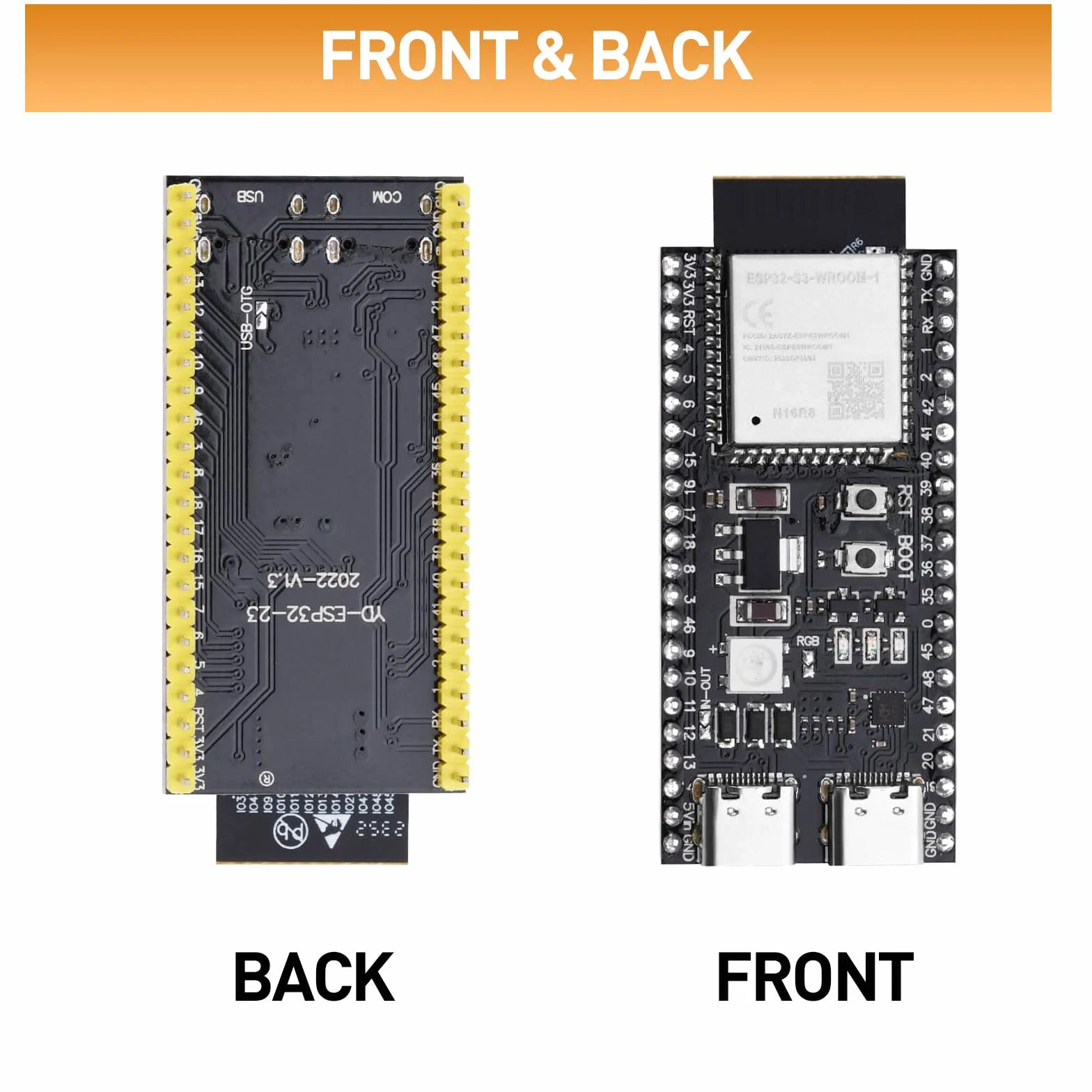 ESP32 S3 DevKitC 1 N16R8 ESP32 S3 WROOM1 N16R8 płyta rozwojowa WiFi Bluetooth 5.0 siatka rozwojowa [piny są lutowane]