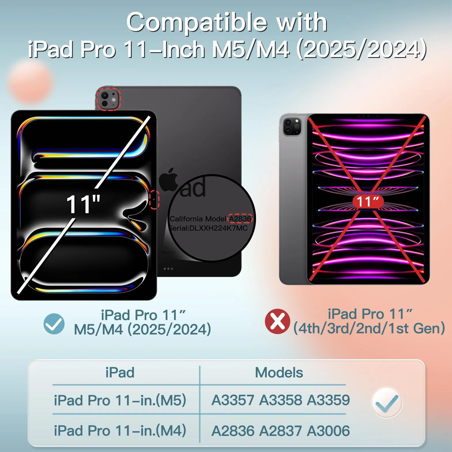 JETech Etui dla iPad Pro 11 Cala M5/M4 2025/2024 (6./5. Generacji) Szczupły Podstawkę Twardy Tylna Skorupa Inteligentna Osłona z Automatycznie Budzi/Spać (Srebrny)