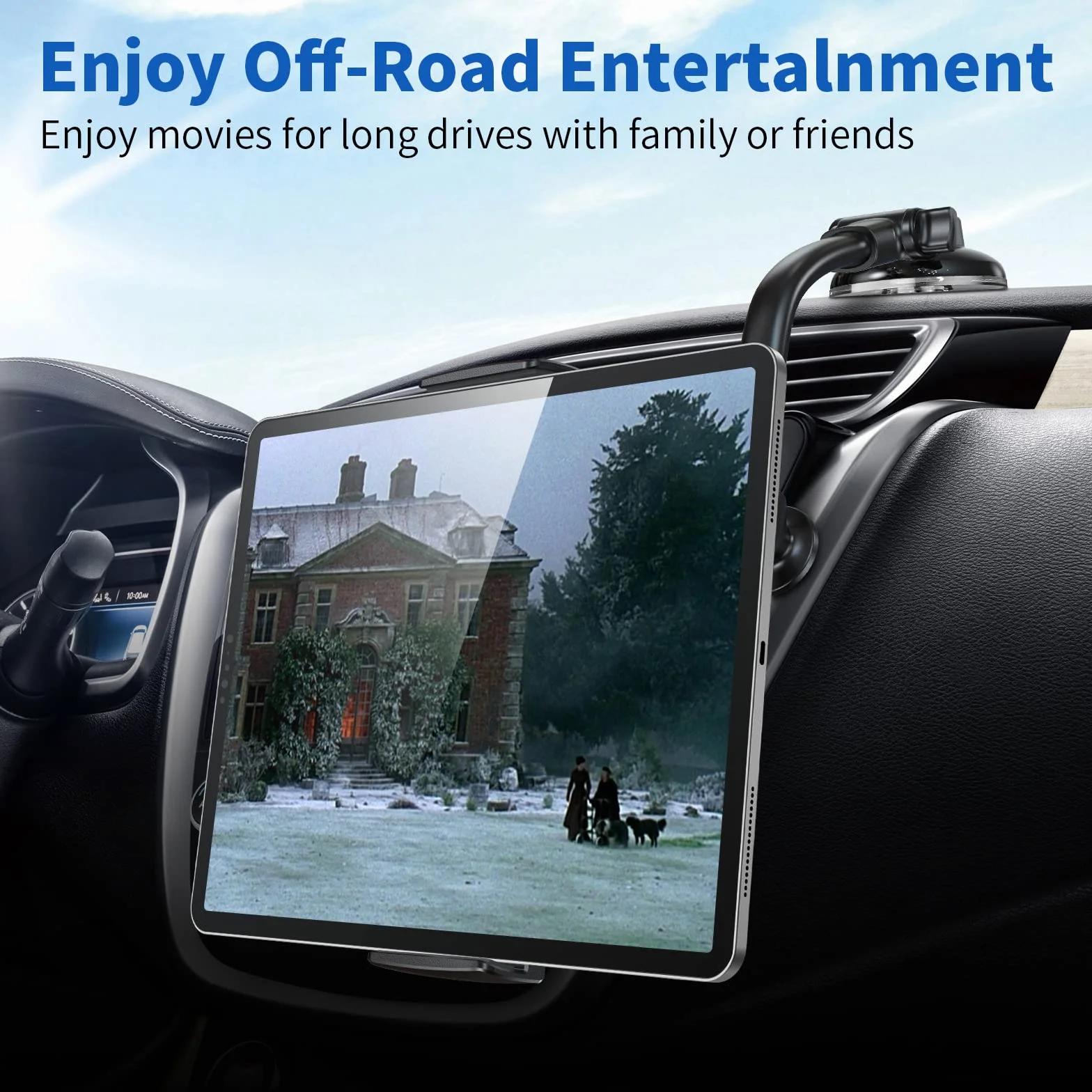 APPS2Car Uchwyt samochodowy do iPada, obracany o 360 stopni, przyssawka, kompatybilny z tabletami i telefonami 9,7-10,5 cala