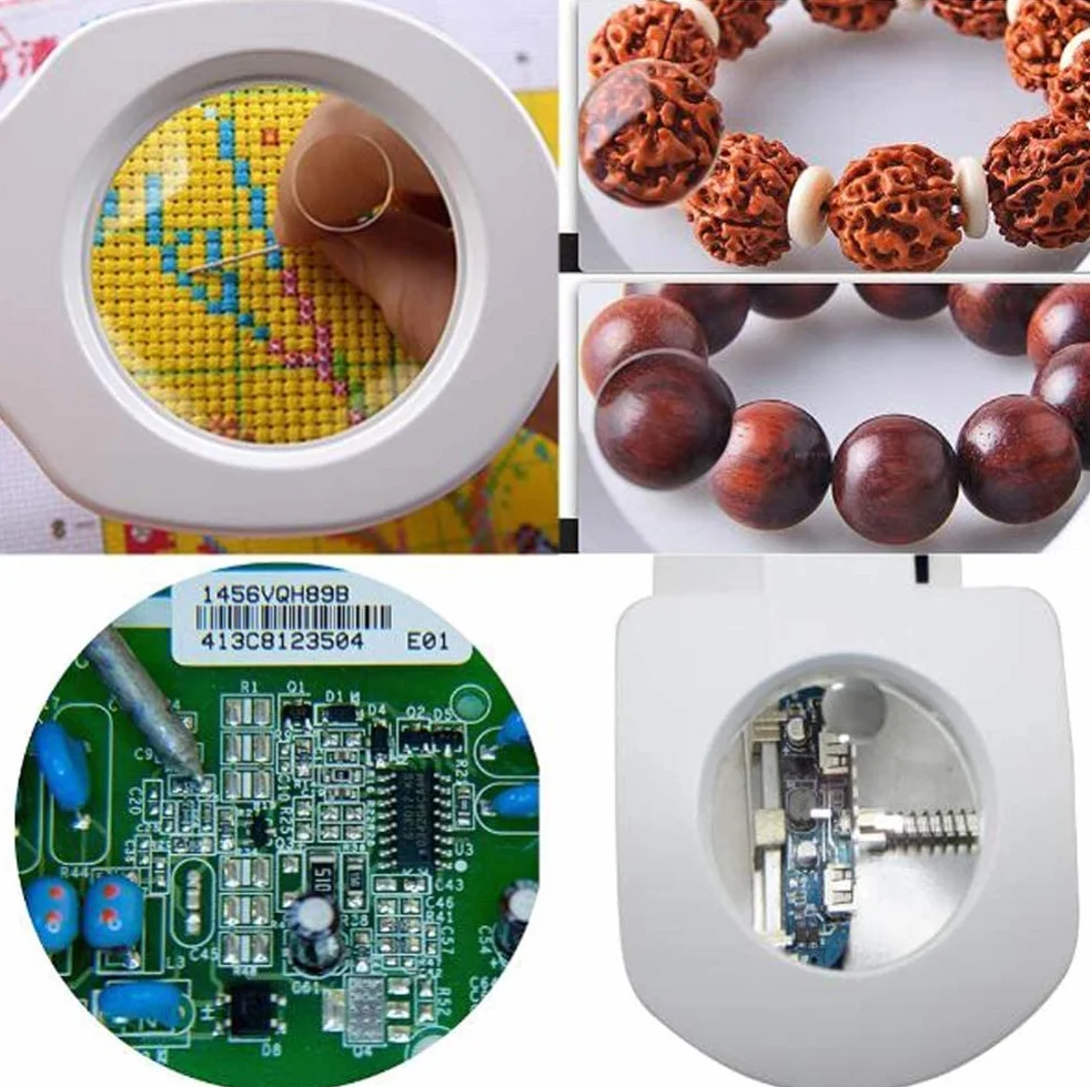 Lupa z podświetleniem LED Dioptrii 3D / 8D ze stojakiem - Lupa biurkowa Składana konstrukcja z lampą 56 LED - Najlepsze szkło powiększające bez użycia rąk ze światłem do czytania Interesting