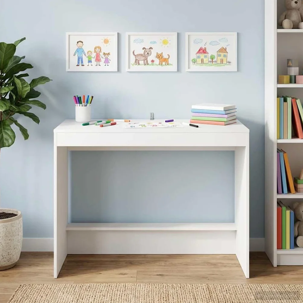 Białe biurko na łóżko z materiału drewnopochodnego 100 x 45 x 75 cm, stolik pod komputer i stół roboczy do komputera i laptopa, zajmuje mało miejsca do domowego biura, wewnątrz i sypialni