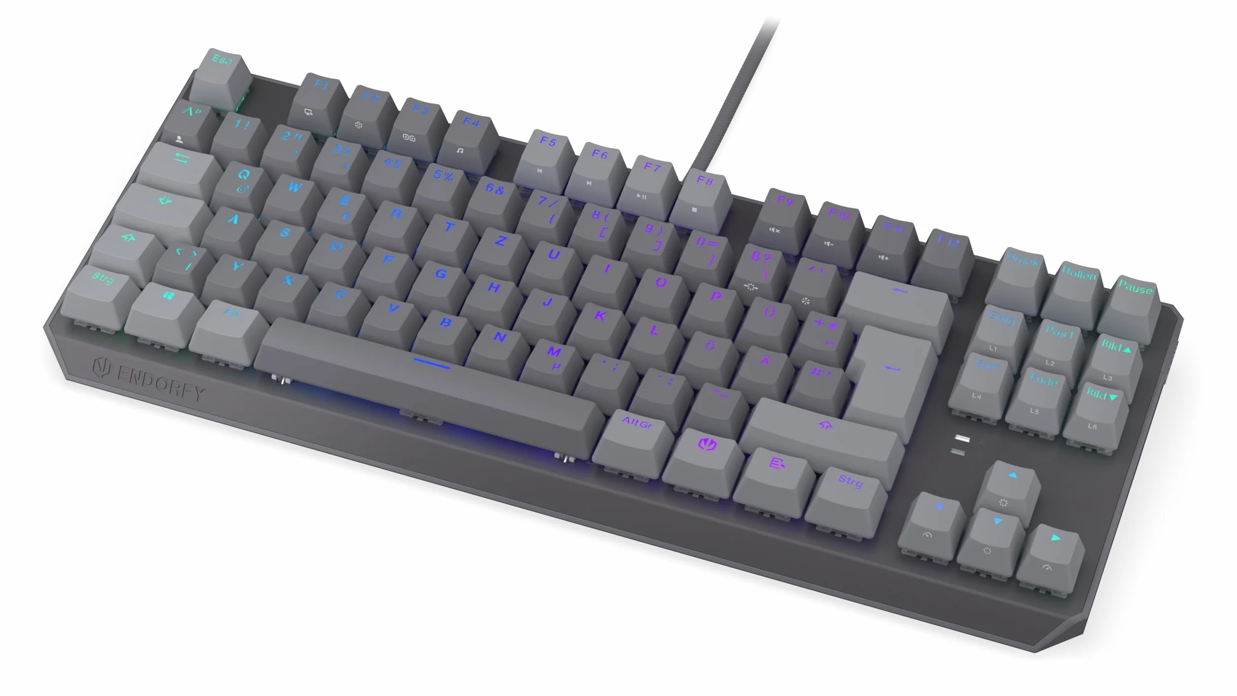 ENDORFY Thock V2 TKL klawiatura gamingowa mechaniczna DE QWERTZ, przełączniki ENDORFY Red, Hot-Swap, RGB ARGB, przewodowa USB, PBT keycaps, aluminiowa obudowa, kompaktowa klawiatura TKL dla graczy
