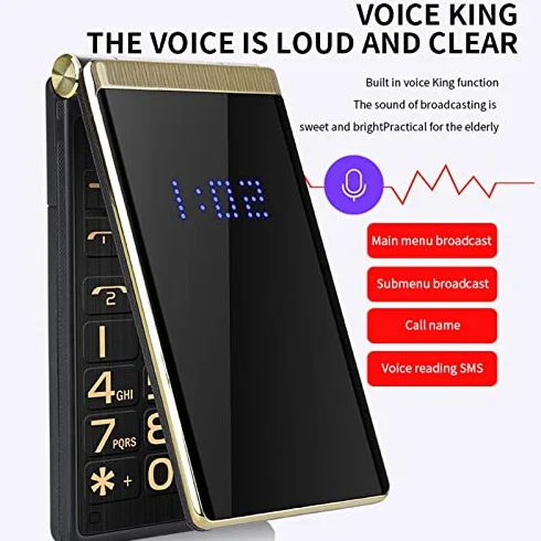2,8-calowy Odblokowany Telefon Komórkowy z klapką dla Seniorów, łatwy w Użyciu Klasyczny Telefon Komórkowy z klapką 2G z Przyciskiem SOS, latarką LED, dużą czcionką i dużą