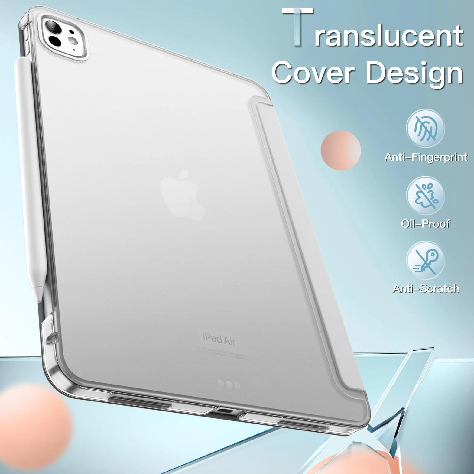 JETech Etui dla iPad Pro 11 Cala M5/M4 2025/2024 (6./5. Generacji) Szczupły Podstawkę Twardy Tylna Skorupa Inteligentna Osłona z Automatycznie Budzi/Spać (Srebrny)