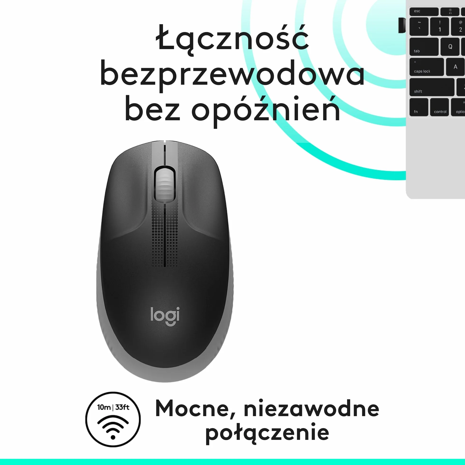 Logitech M190 Bezprzewodowa mysz duża oburęczna szara