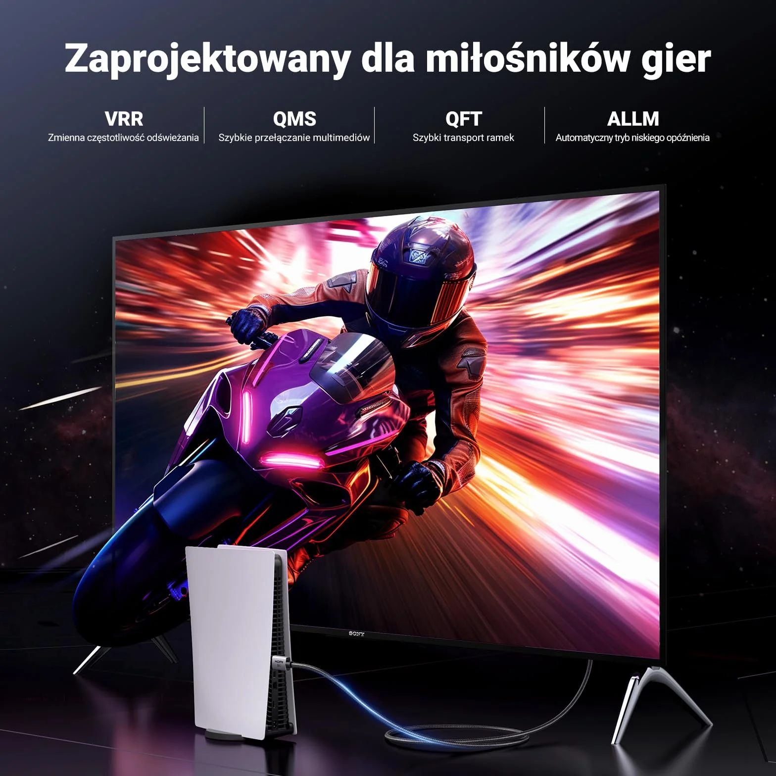 UGREEN Kabel HDMI 2.1 8K 60Hz 4K 240Hz 165Hz 144Hz 120Hz 48Gbit/s High Speed, Kabel HDMI 2.1 Ultra HD eARC HDR 10+ HDCP Dolby Vision VRR Kompatybilny z TV/PS5/PS4/ Xbox Series X/Monitor/Laptop (2M)