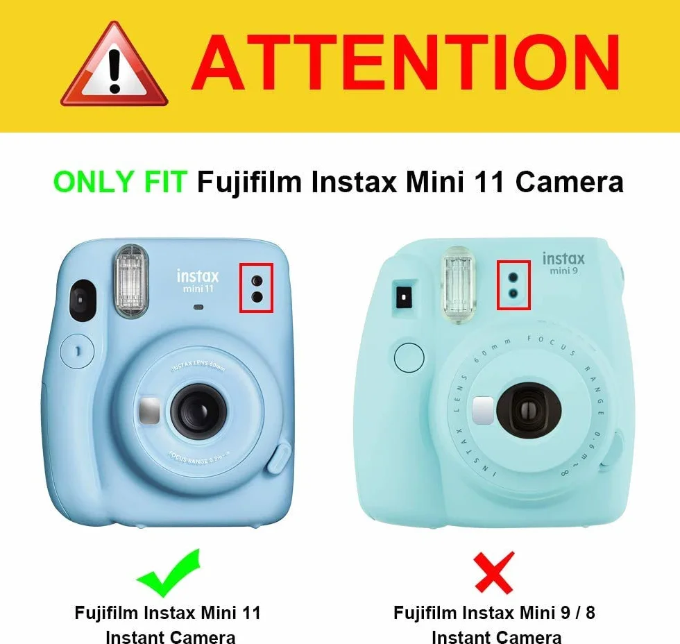 FINTIE Przezroczyste etui ochronne do aparatu Fujifilm Instax Mini 11 Instant Film - Krystalicznie twarda osłona PCW ze zdejmowanym tęczowym paskiem na ramię, przezroczyste