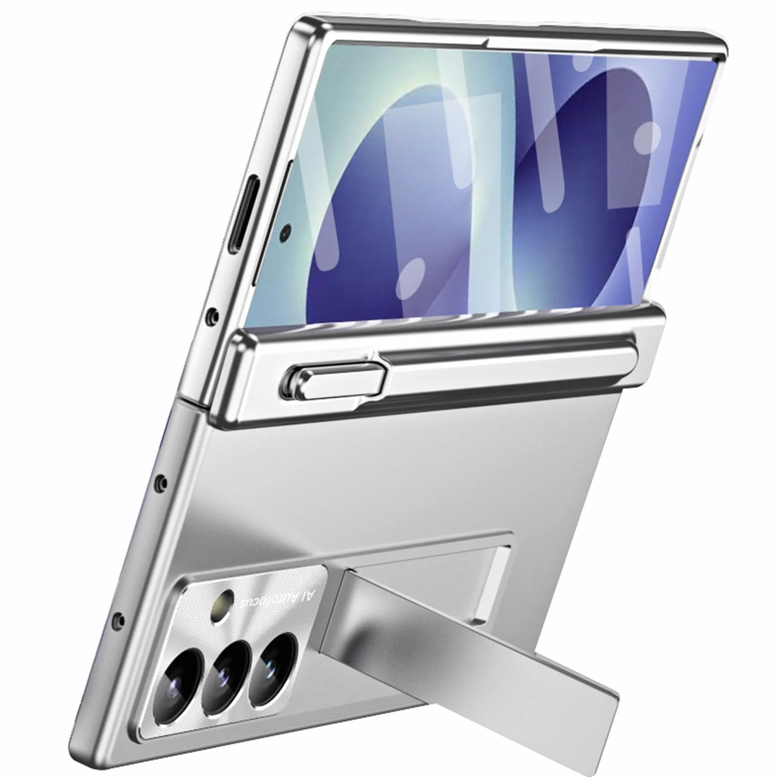 Poszycie etui do Samsung Galaxy Z Fold 8 Ultra, modny zawias uchwyt na długopis | Osłona ekranu ze szkła hartowanego Odporna na zarysowania osłona obiektywu Zawias podpórka