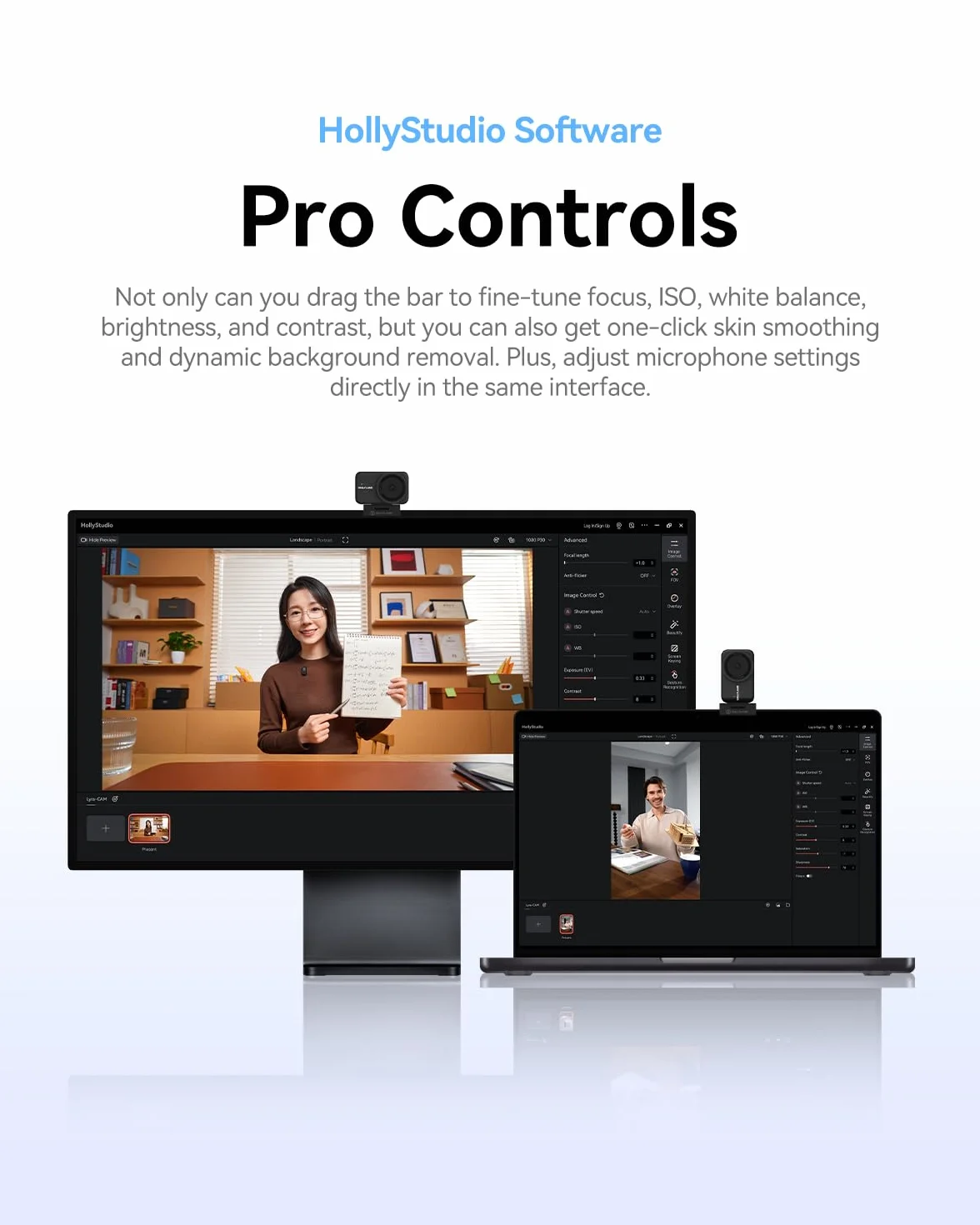 Hollyland Lyra 4K UHD kamera internetowa na PC/Mac, czujnik 1/1,5", automatyczne kadrowanie, PDAF, HDR, sterowanie strumieniem na żywo, rozmowy wideo, gry, kompatybilny z Zoomem, Teams, Twitch i