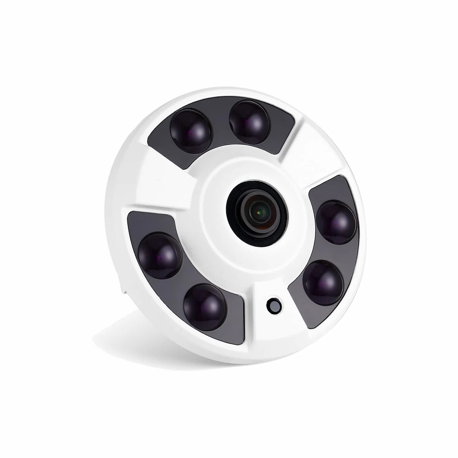 5 MP Fisheye POE kamera IP, HD Indoor CCTV kamera monitorująca 1,7 mm obiektyw 170 stopni kąt widzenia 6 Array LED IR widoczność w nocy P2P H.265 wykrywanie ruchu kamera POE IP (IF02-P-HS biała)