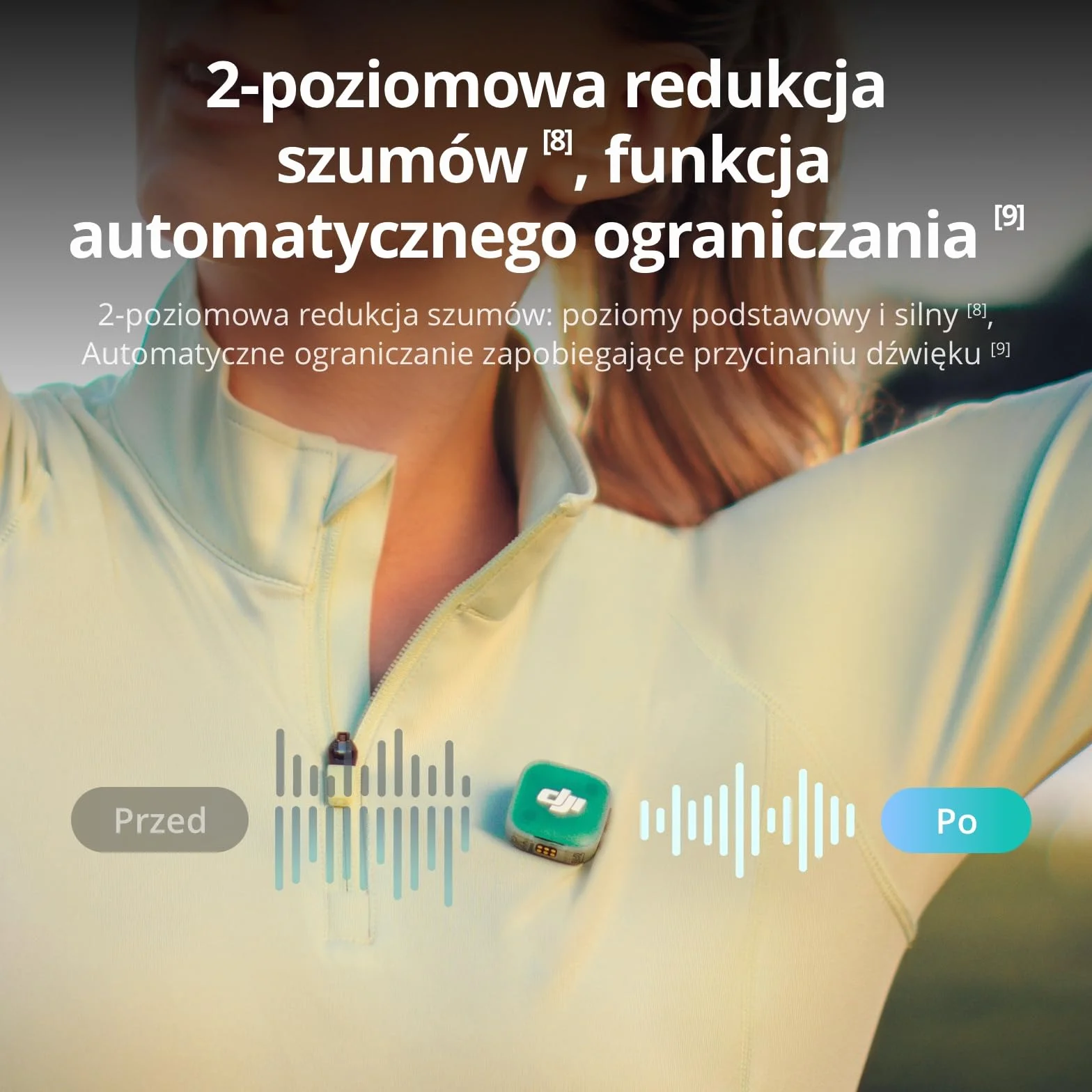 Nadajnik DJI Mic Mini 2, bezprzewodowy mikrofon Mini Mic, ultralekki, czas pracy 8 godz., oszczędzanie energii, redukcja szumów, vlog, streaming | 8 godzin pracy, tryb oszczędzania energii, redukcja szumów, vlog, streaming