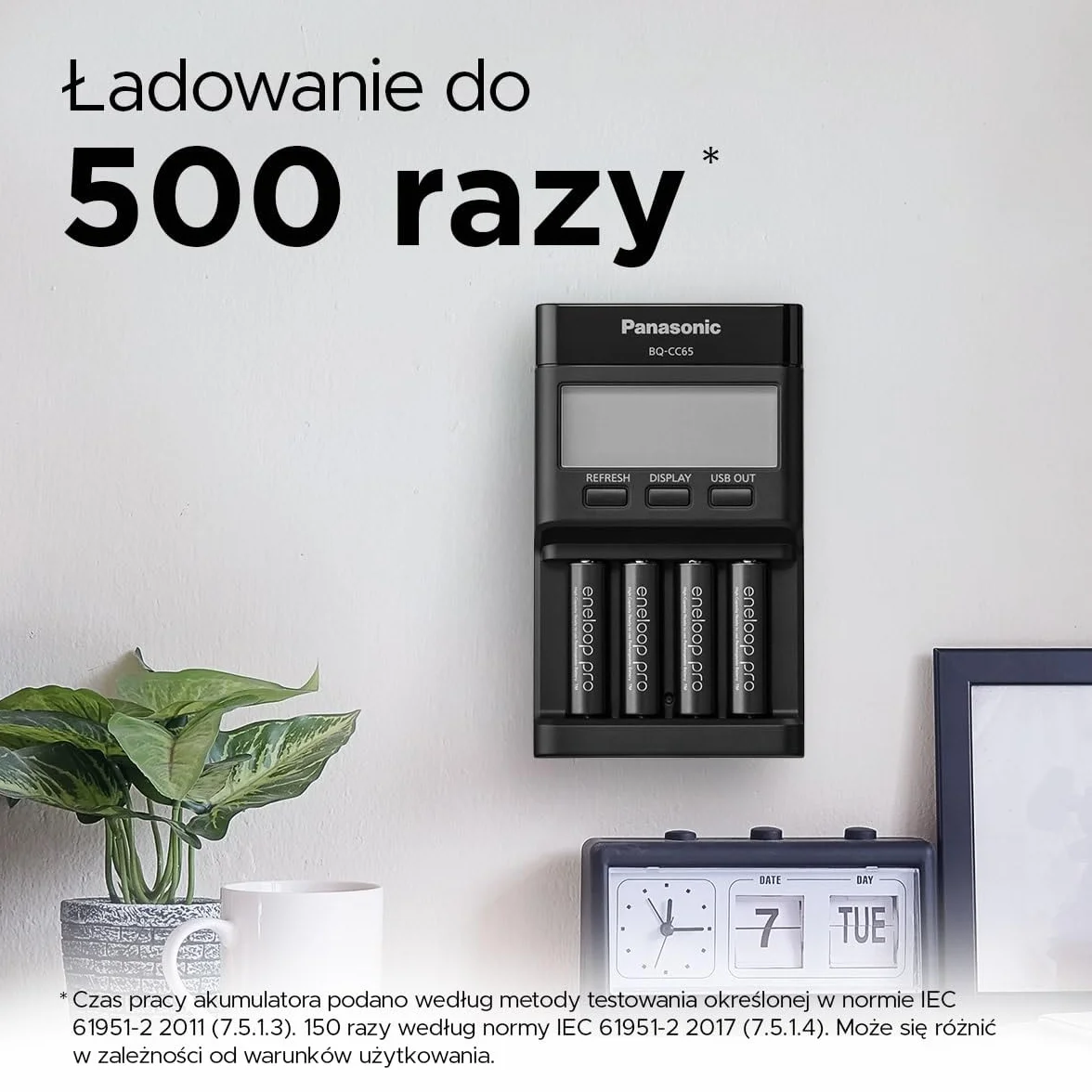 Panasonic eneloop pro | Ready-to-Use Ni-MH akumulatory, AAA/Micro, 4 sztuki w zestawie, min. 930 mAh, 500 cykli ładowania, niski stopień samorozładowania w opakowaniu bez tworzyw sztucznych, Czarny