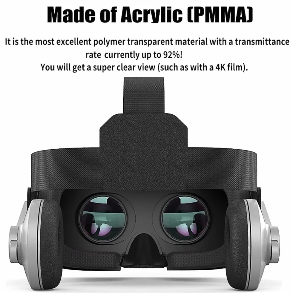 Zestaw słuchawkowy 3D wirtualna rzeczywistość, okulary z bezprzewodowymi słuchawkami, słuchawki stereo 3D okulary zestaw słuchawkowy kaski obsługują smartfon z dużym ekranem 4,7-6,1 cala