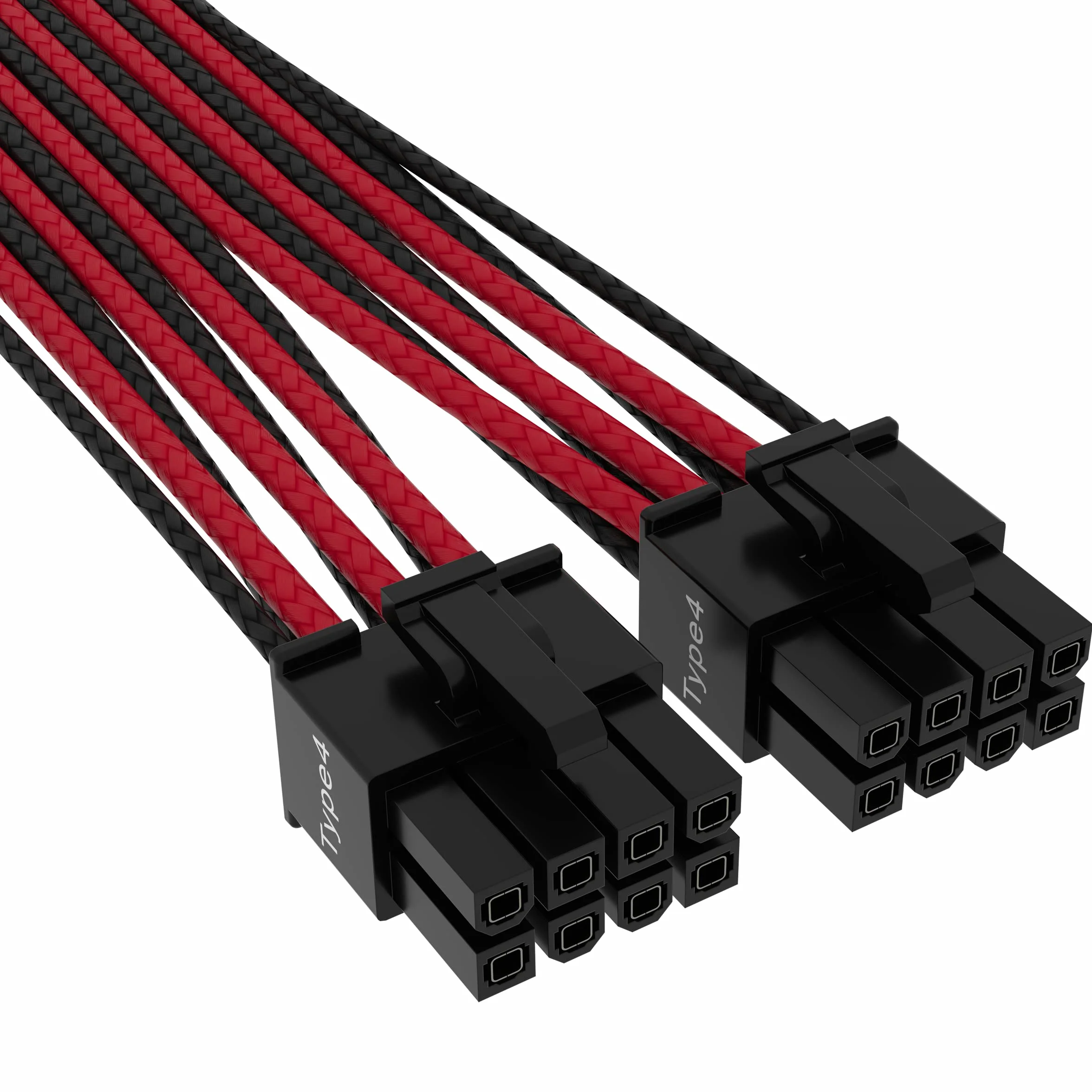 Corsair Premium 600 W PCIe 5.0 / Gen 5 12VHPWR Kabel zasilający - Nadaje się do zasilaczy typu 4 poprzez podwójne 8-pinowe złącze PCIe - 12+4-pinowe złącze - czarny/czerwony