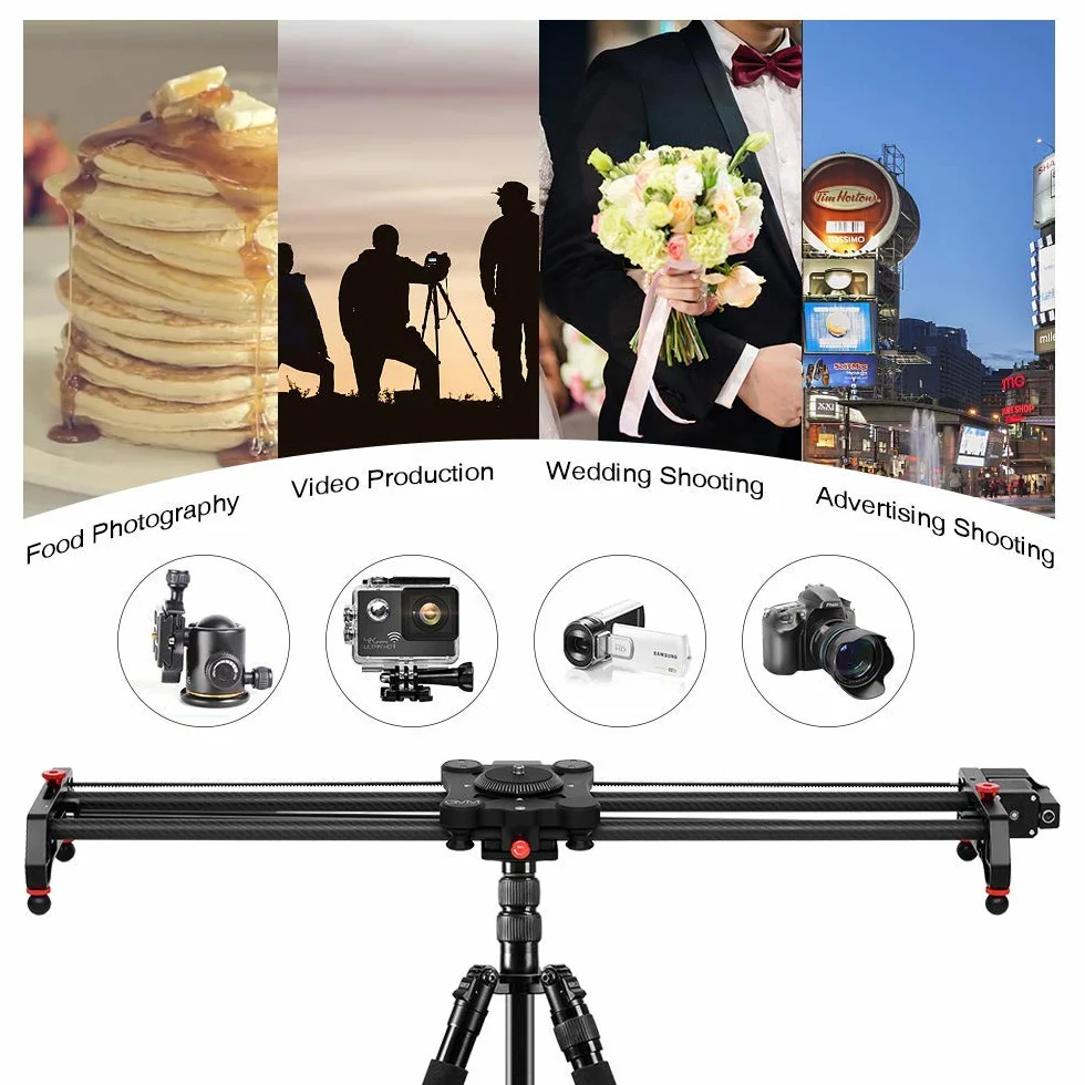 Slider kamera GVM "Track Dolly Slider", system szyn z napędem gazowym i gniazdami wideo Follow Focus Shot, panoramiczny 120°, 80 cm
