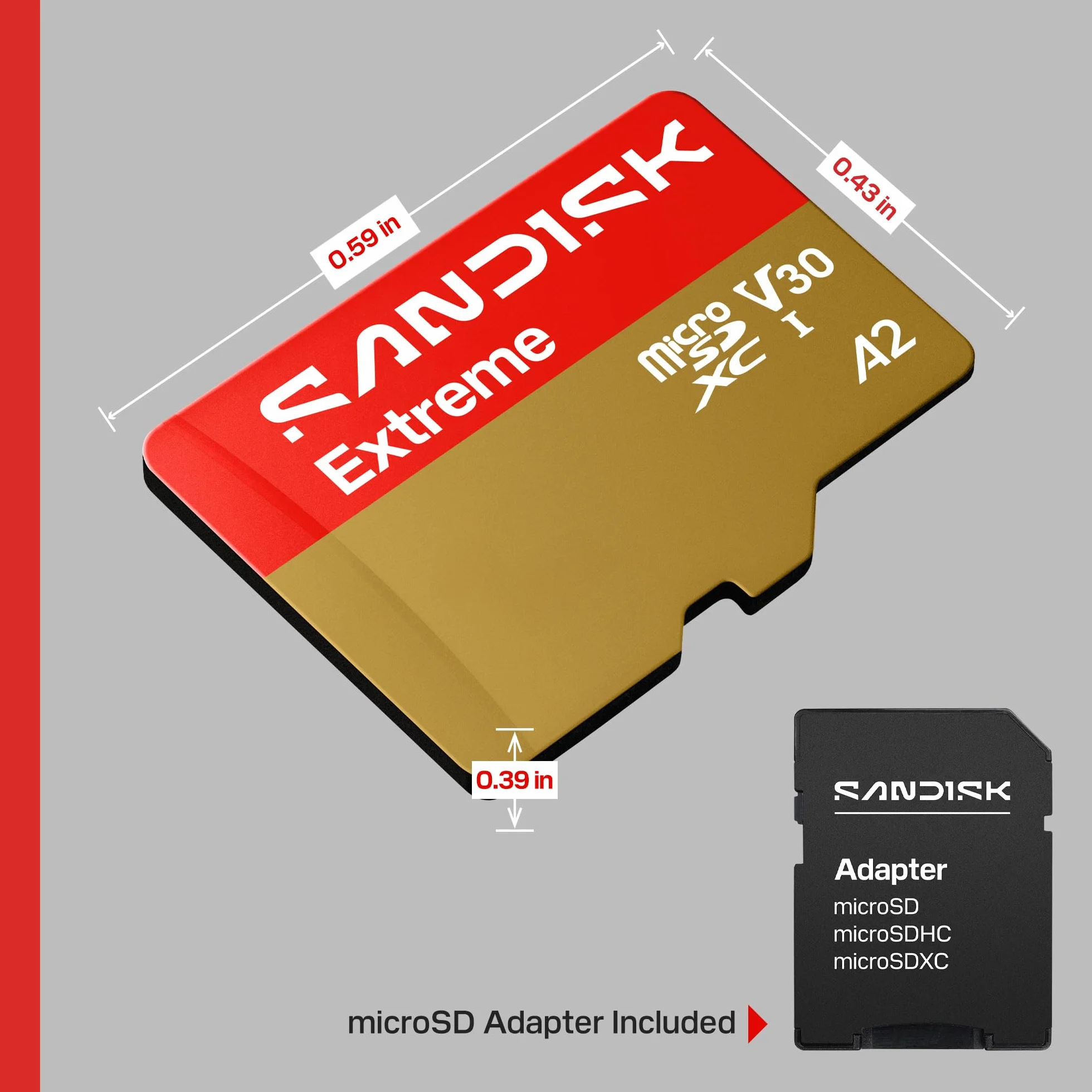 SANDISK Extreme Karta microSDXC UHS-I + SD Adapter, 128 GB (prędkość odczytu do 245 MB/s i prędkość zapisu do 120 MB/s, wideo 5,3 K, C10, V30, U3, A2)