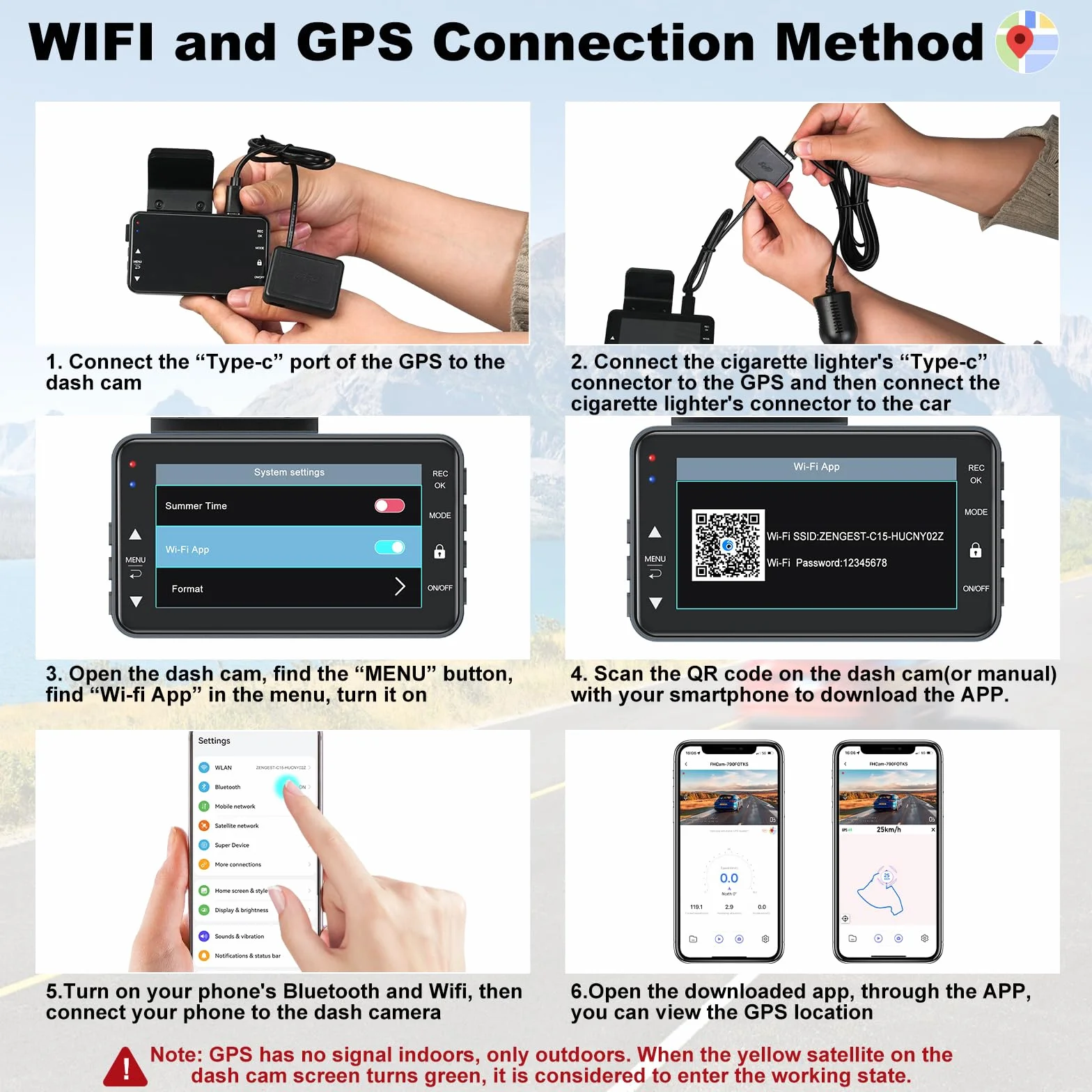 Podwójna kamera samochodowa 4K z przodu i z tyłu, Wi-Fi GPS, ekran dotykowy IPS 7.6 cm, w zestawie karta 64 GB, rejestrator jazdy samochodem z noktowizorem, szeroki kąt 170°, tryb parkowania 24H,